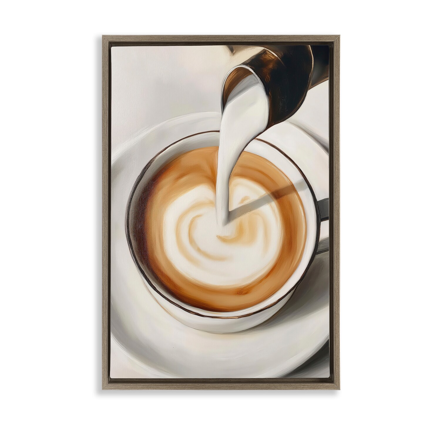 Stupell Industries Pouring Latte Milk Swirl Floating Frame, design by Annabelle Hall