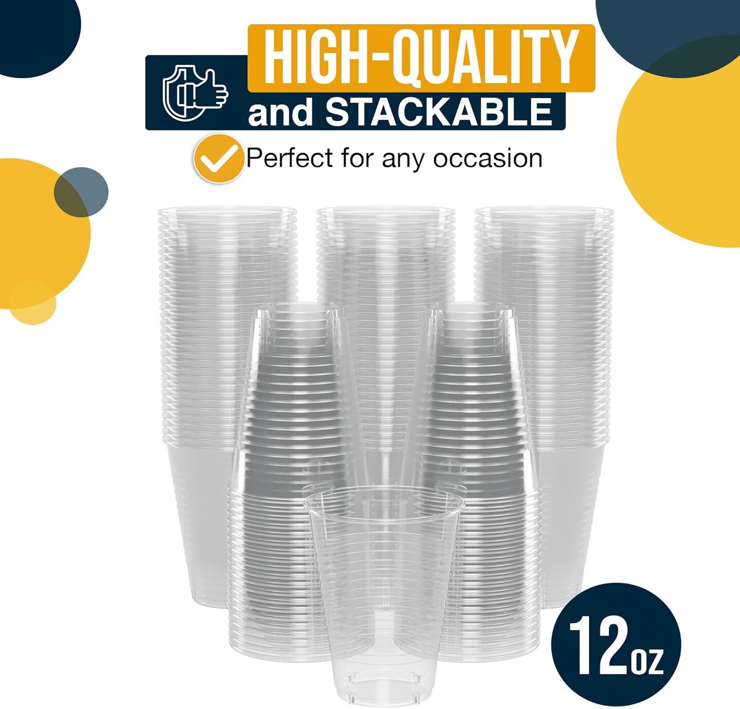 Exquisite Party Solids 12 Oz Plastic Cups &#x2013; 100 Pack Disposable Cups for Parties &#x26; Events | Durable Plastic Party Cups | Bulk Drink Cups for Soda, plastic cup | Recyclable Disposable Cups for Everyday Use &#x26; Celebrations