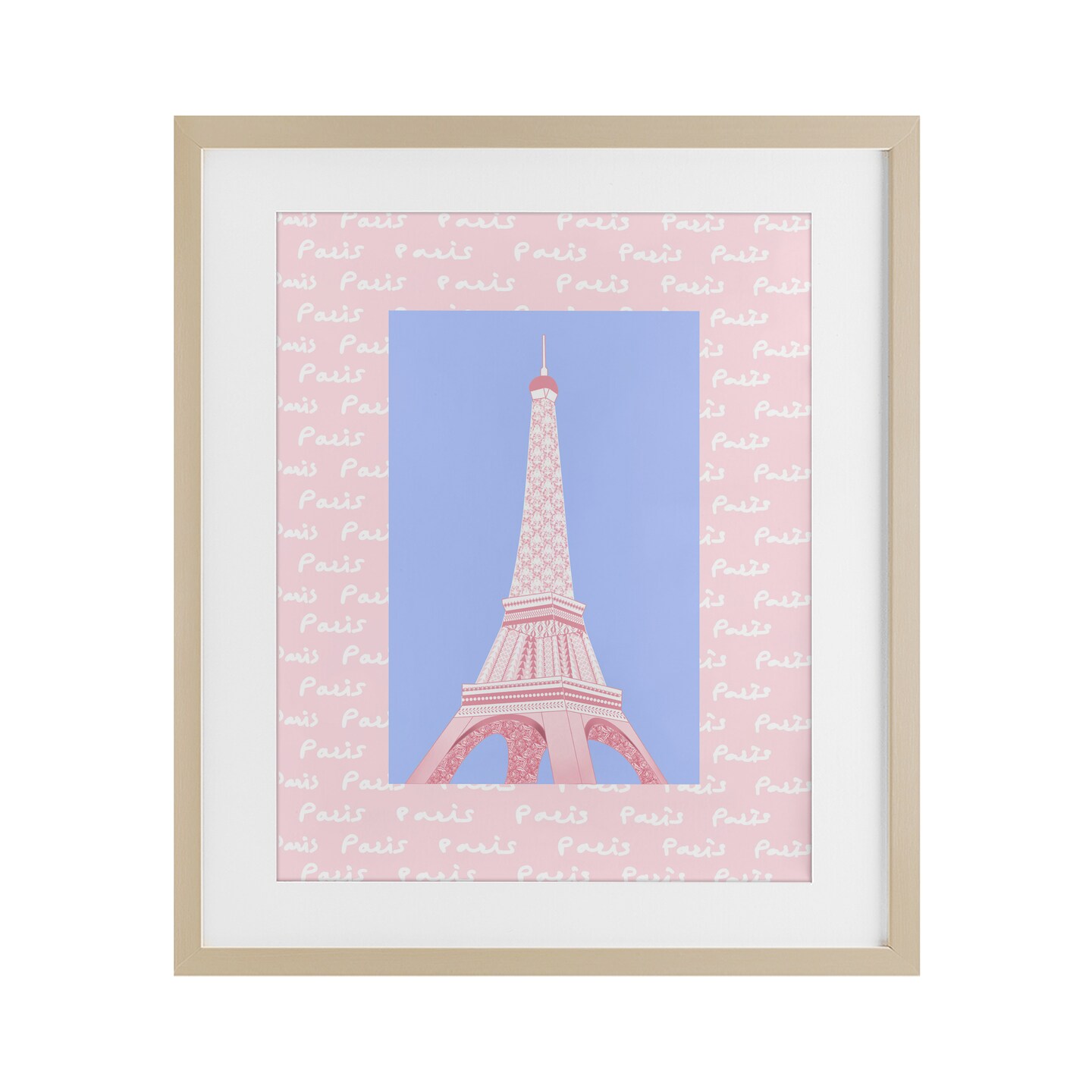 Stupell Industries Paris Pastel Eiffel Tower Framed Print Under Glass, design by Pooja Dave