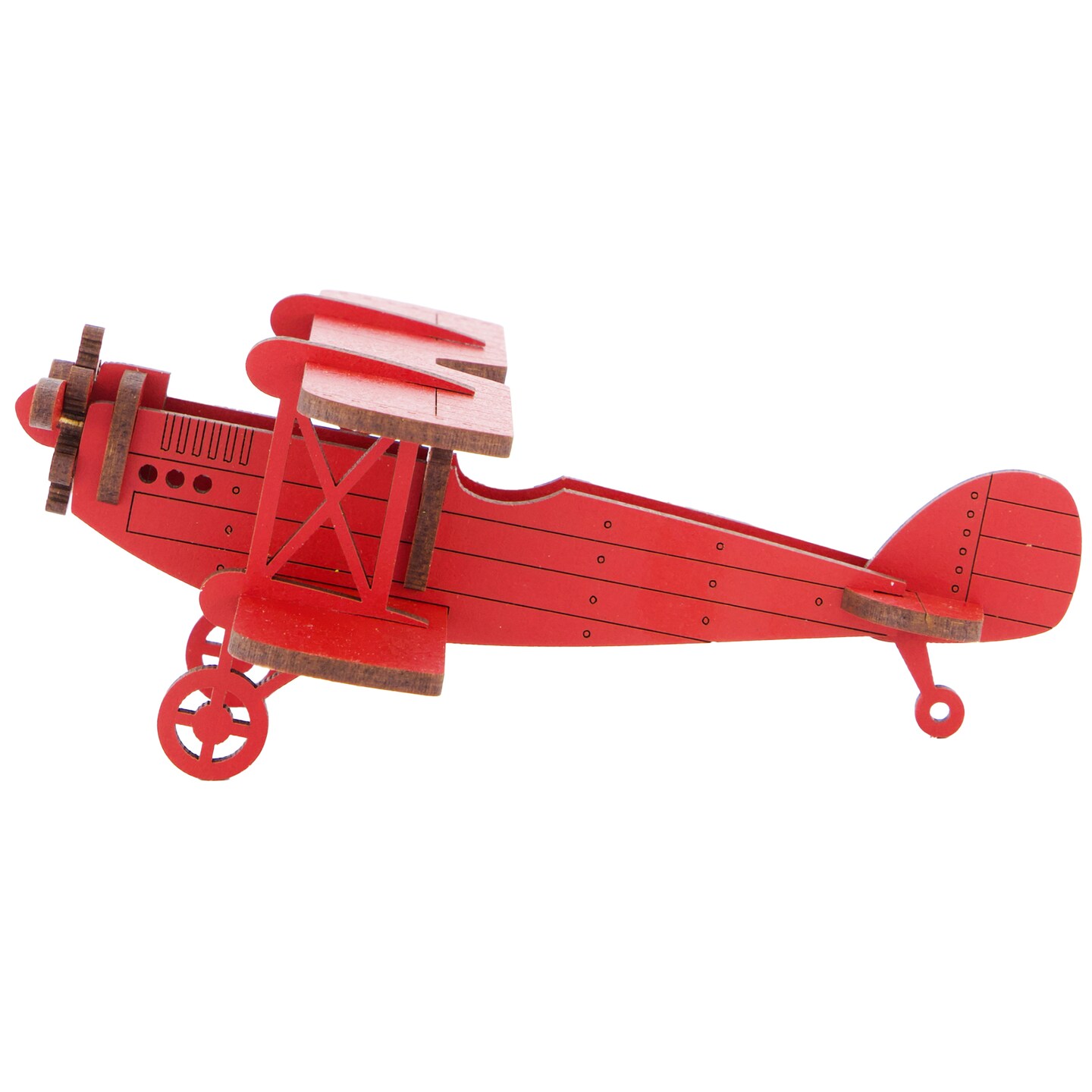 Little &#x26; Wood: Woodlet: Medium - Biplane - Red, 3D Wooden Vehicle Puzzle Kit, Easy Assembly Pop-Out Build Fun, 100% Sustainably Sourced Wood, Ages 6+