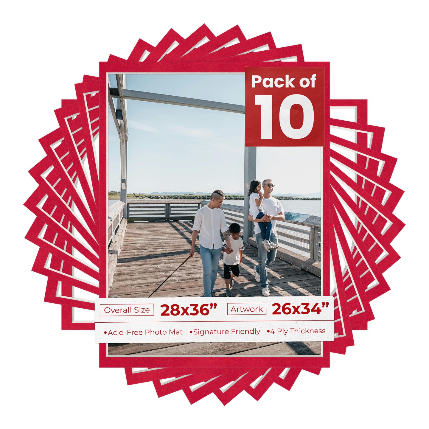 Cherry Red Suede Mat Board for 28x36 Frames - Fits 26x34 Photos, Color ...
