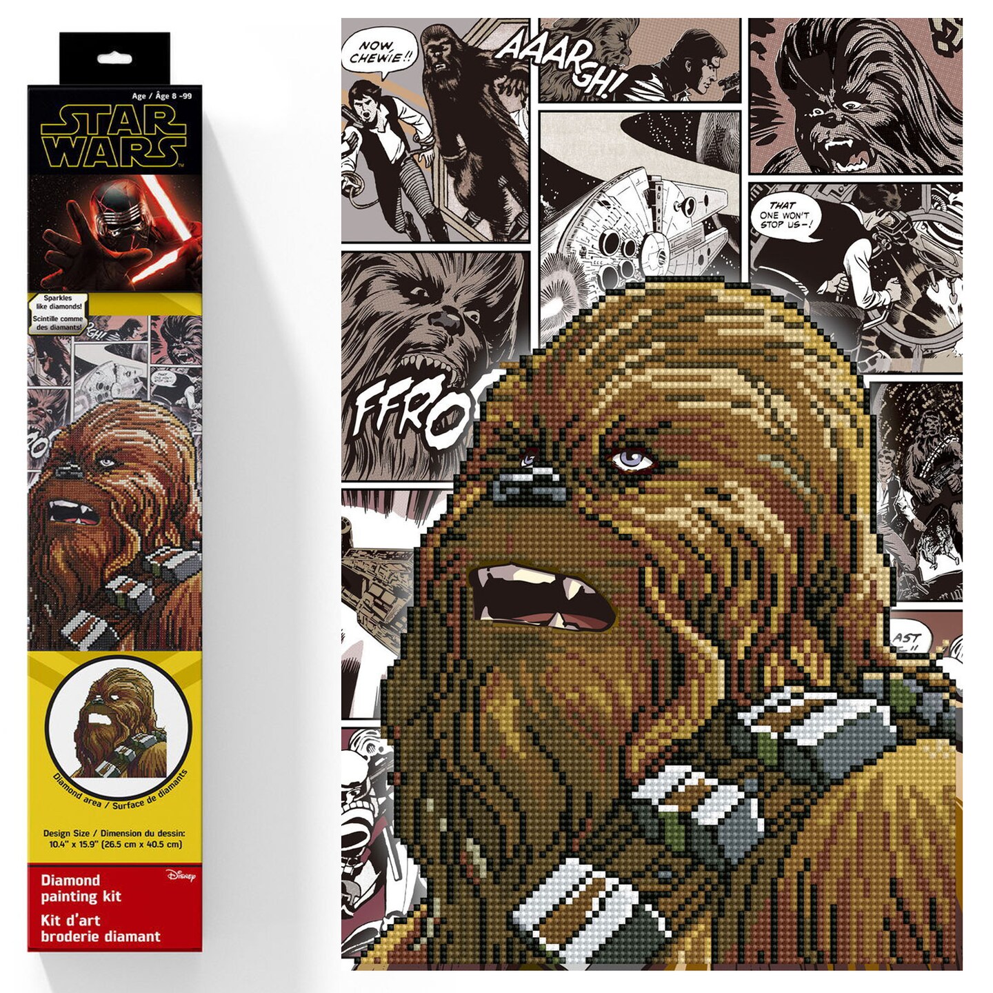 Diamond Dotz Chewbacca Star Wars Diamond Painting Kits for Adults - Diamond Art Kits a Relaxing Creative Craft Kit with Dotz Gems 15.9x10.4