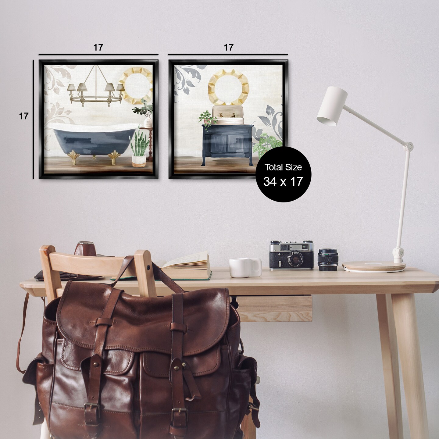 Stupell Industries Chic Bathroom Interior Still Life Framed Floater Canvas Wall Art