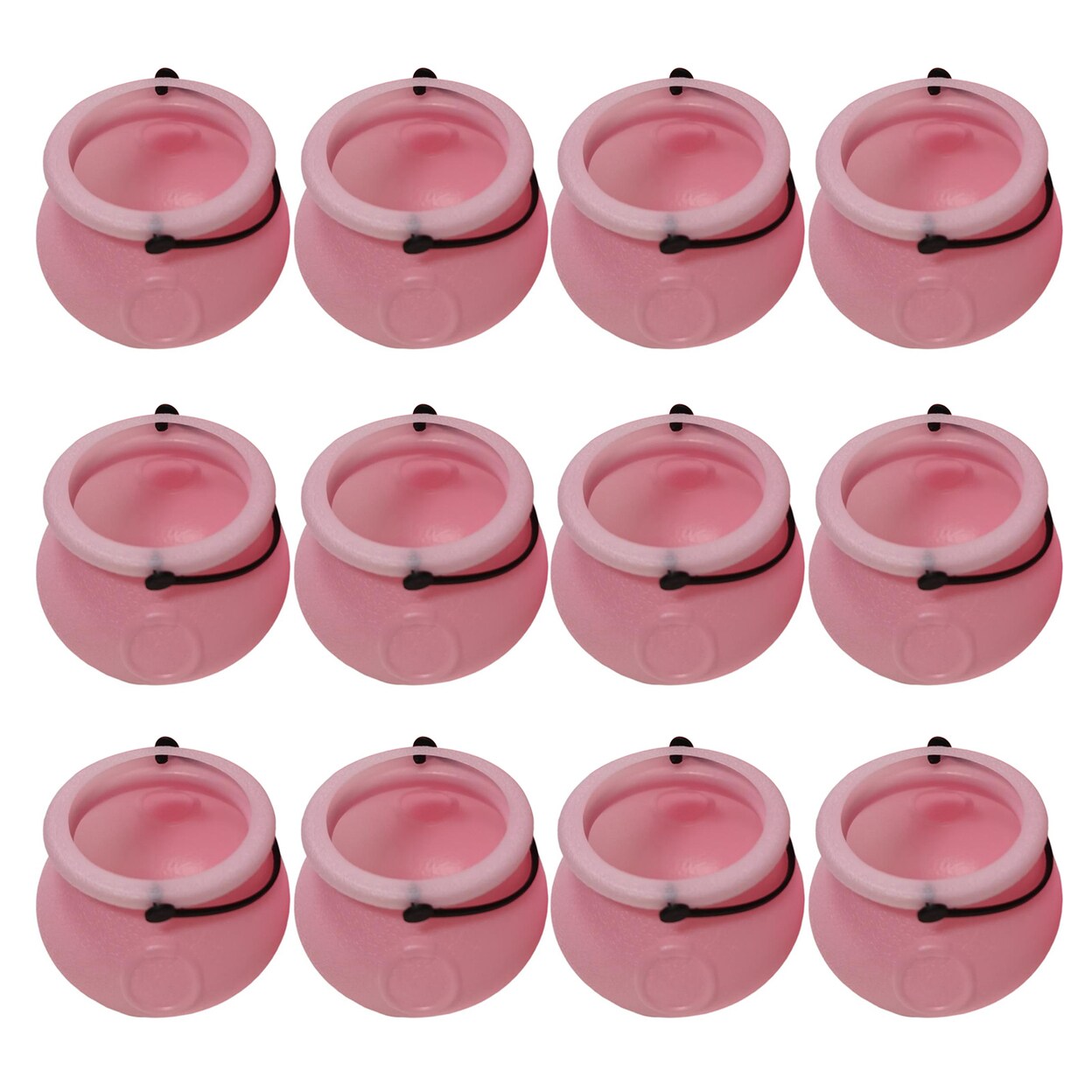 12Pcs Halloween Candy Buckets Black Plastic Witch Cauldron Kettle Halloween Pot Goody Holder For Party Favors Home