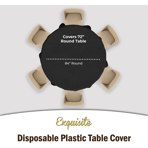 Exquisite Disposable Round Plastic Tablecloths – 6 Pack 84" Disposable Table Cloths – Indoor/Outdoor Party Tablecloth – Round Plastic Table Cover for Events & Party Supplies