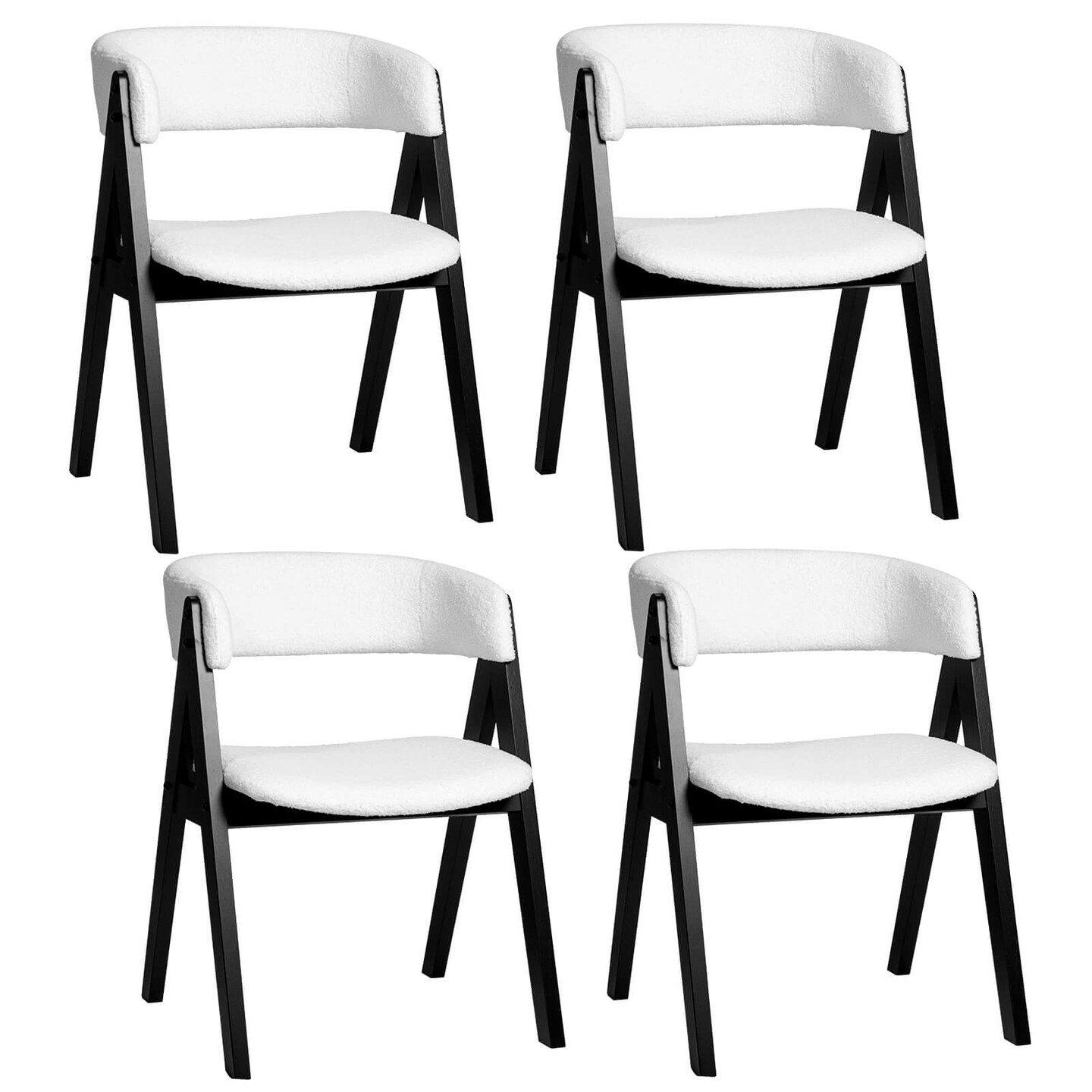 Costway Dining Chairs Set of 2/4 Mid-Century Upholstered Kitchen Armchairs with Padded Seat Black/Brown
