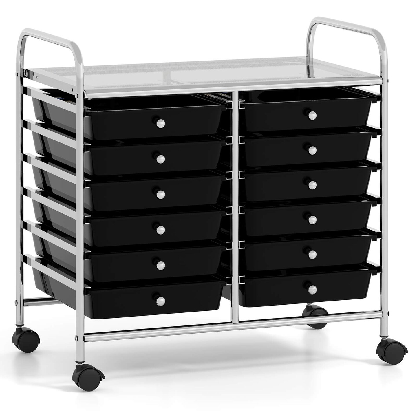 Costway 12 Drawers Rolling Cart Storage Scrapbook Paper Studio Organizer Bins Macaron/White/Light Pink/Purple/Pink/Clear/Gray/Rainbow/Multicolor/Hot Pink/Black