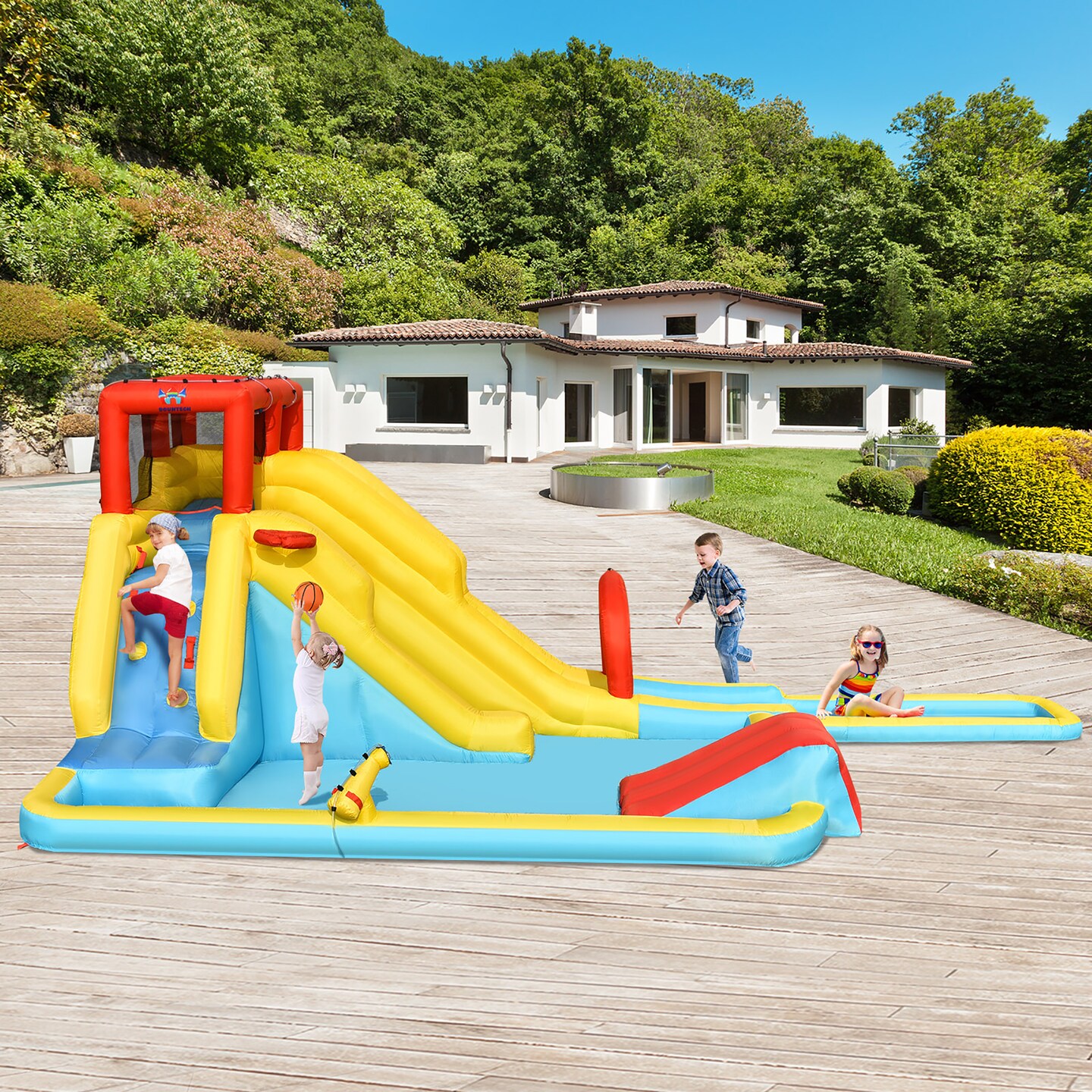 Costway 7 in 1 Inflatable Dual Slide Water Park Climbing Bouncer