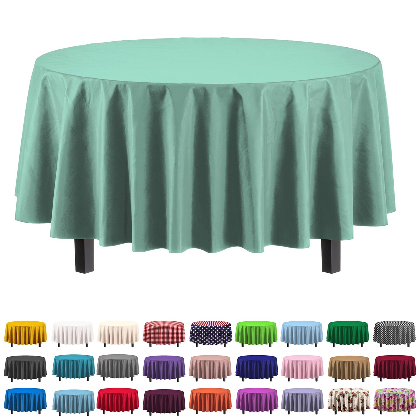 Exquisite Disposable Round Plastic Tablecloths – 12 Pack 84" Disposable Table Cloths – Indoor/Outdoor Party Tablecloth – Round Plastic Table Cover for Events & Party Supplies