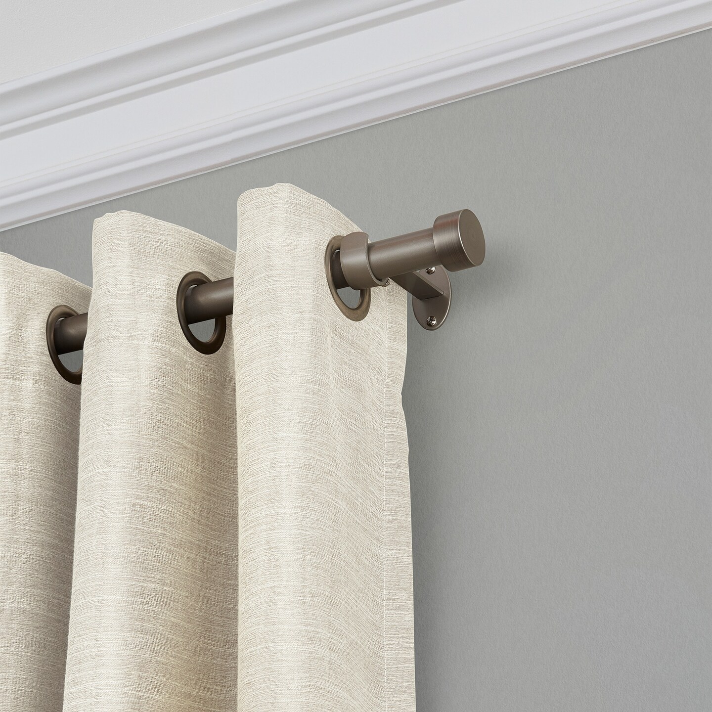 Threadmade Home Serena Single Curtain Rod with Contemporary Cap Finial, Polished Nickel - 28"W x 48"L