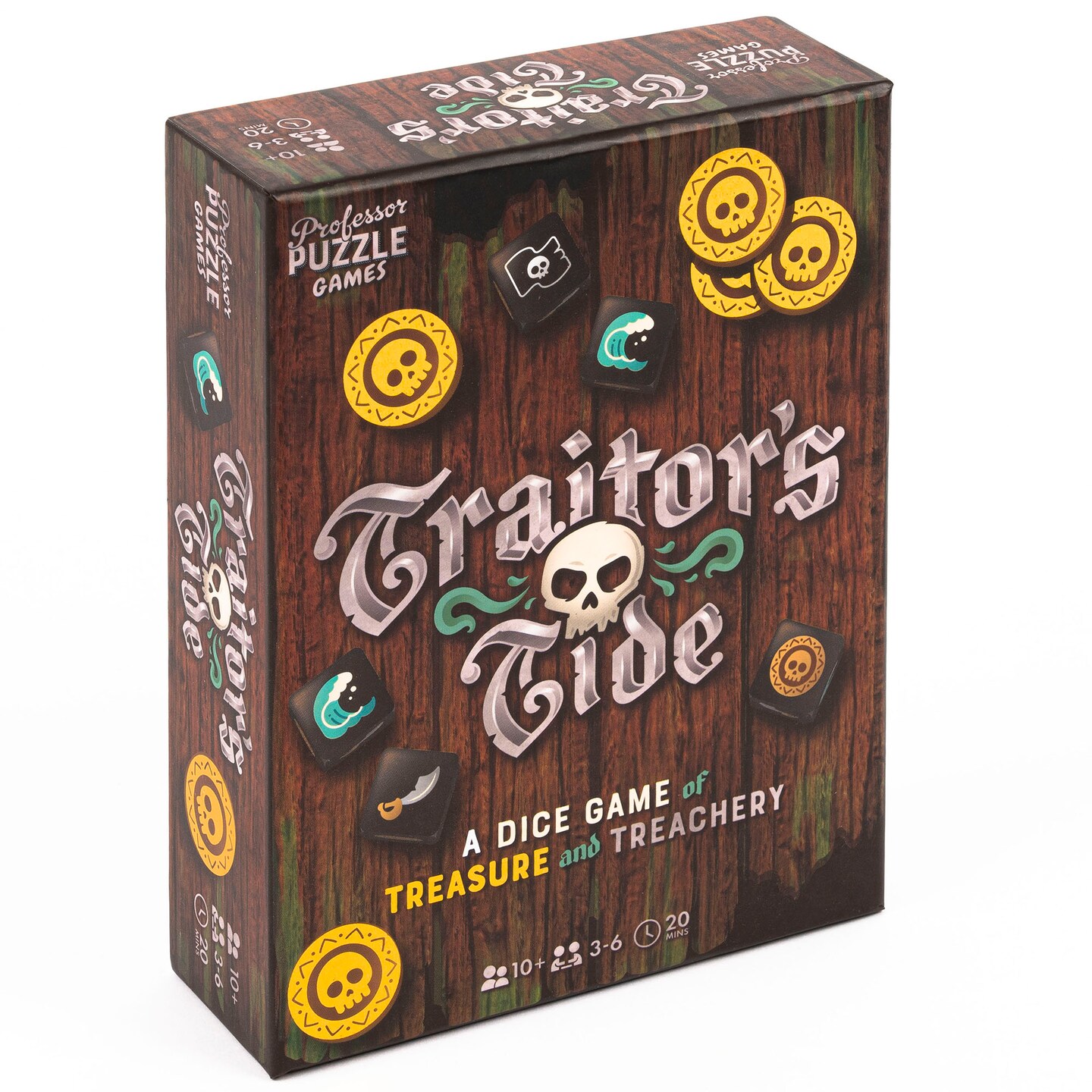 Professor Puzzle: Traitor&#x27;s Tide - A Dice Game of Treasure &#x26; Treachery, Play As Loyal Shipmates Or Mutineers, High-Seas Theme, Kids 10+, 3-6 Players