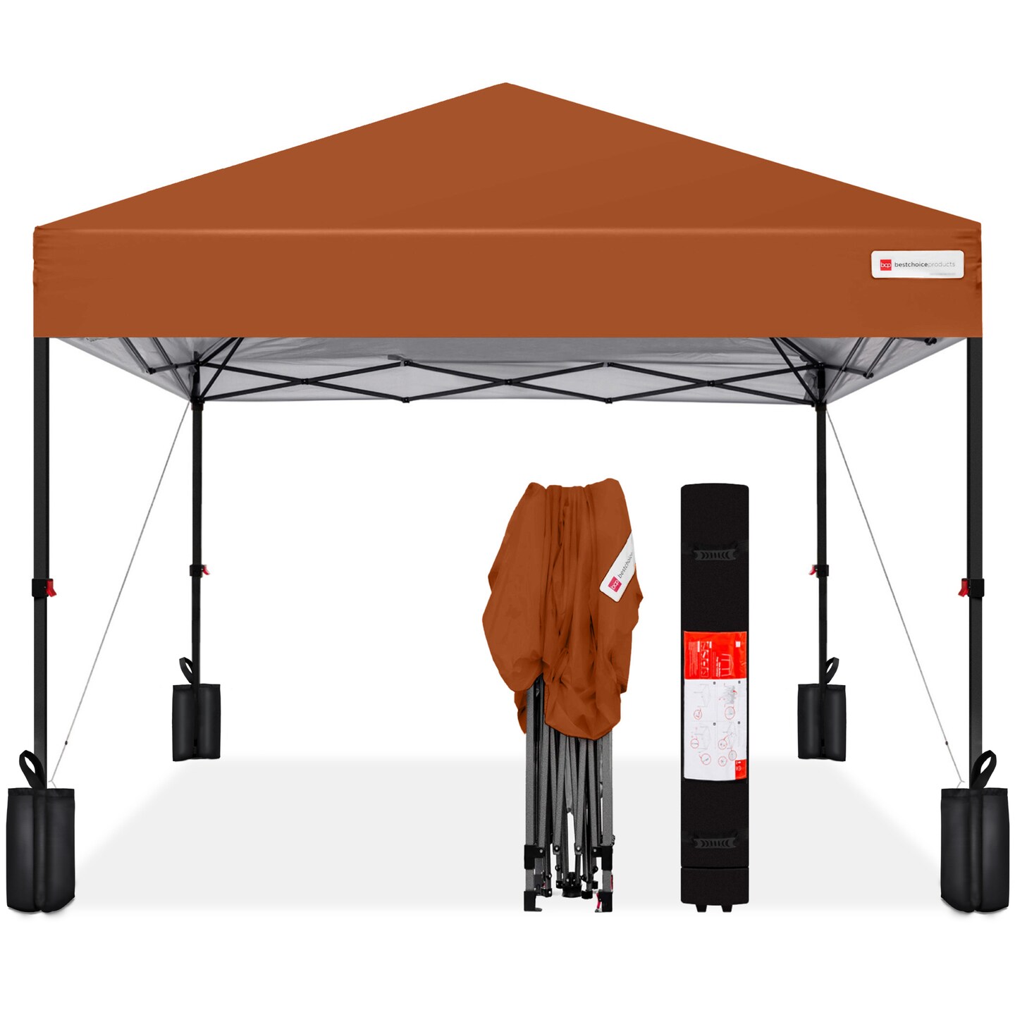 Best Choice Products 8x8ft Easy Setup Pop Up Canopy w/ 1-Button Setup, Wheeled Case, 4 Weight Bags