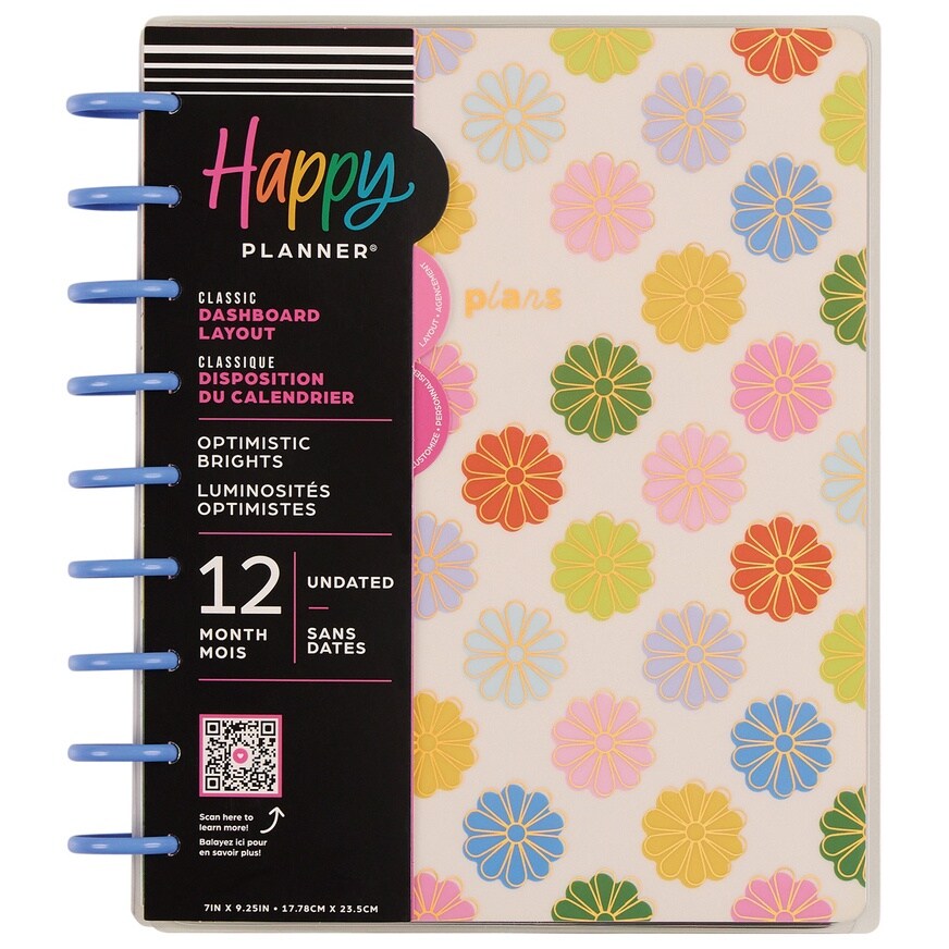 Happy Planner 12-Month Undated Classic Disc Bound Planner-Optimistic Brights