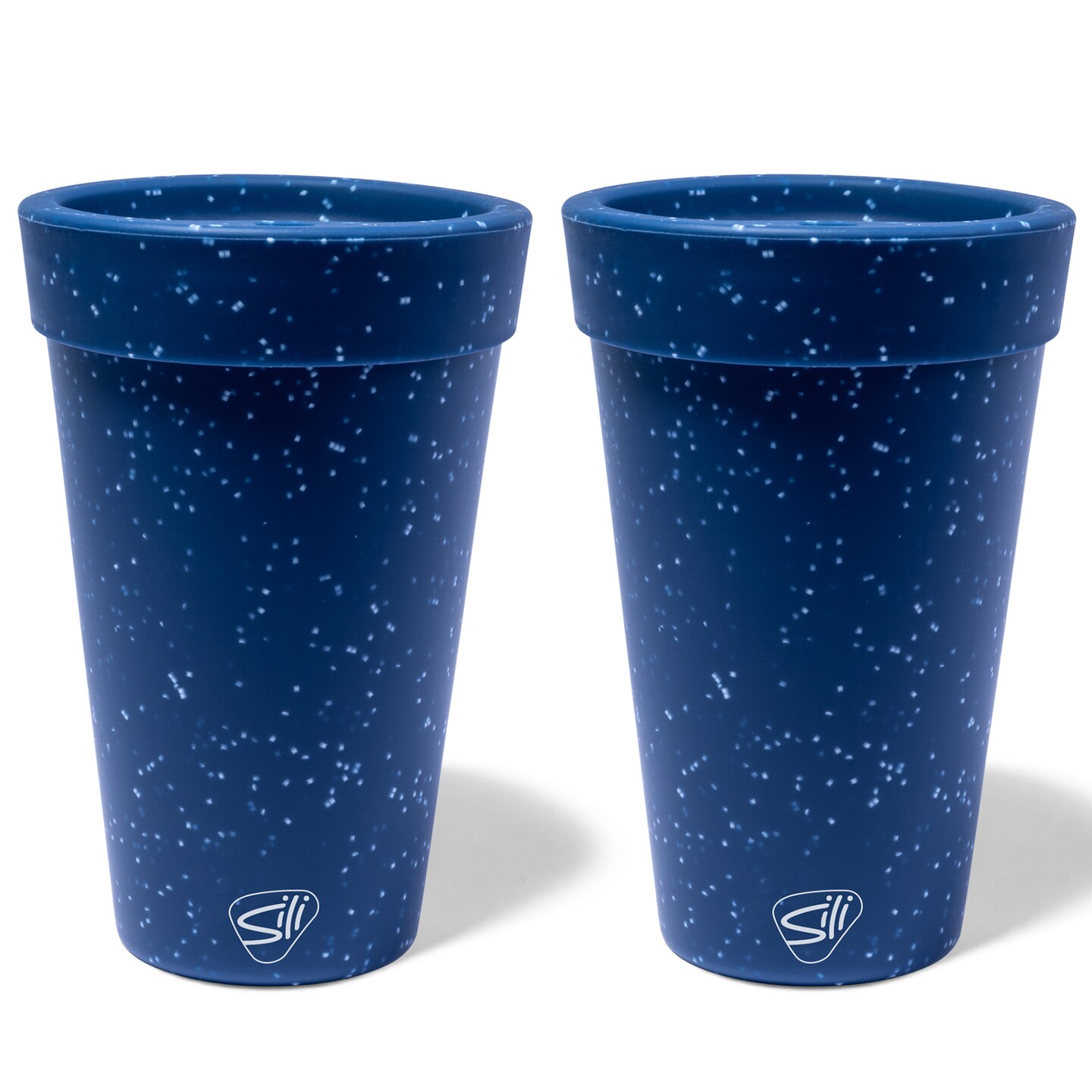 Silipint: Silicone 16oz Coffee Tumblers: 2 Pack Blue Speckled - Unbreakable Cups, Reusable, Flexible, Hot & Cold Drinks
