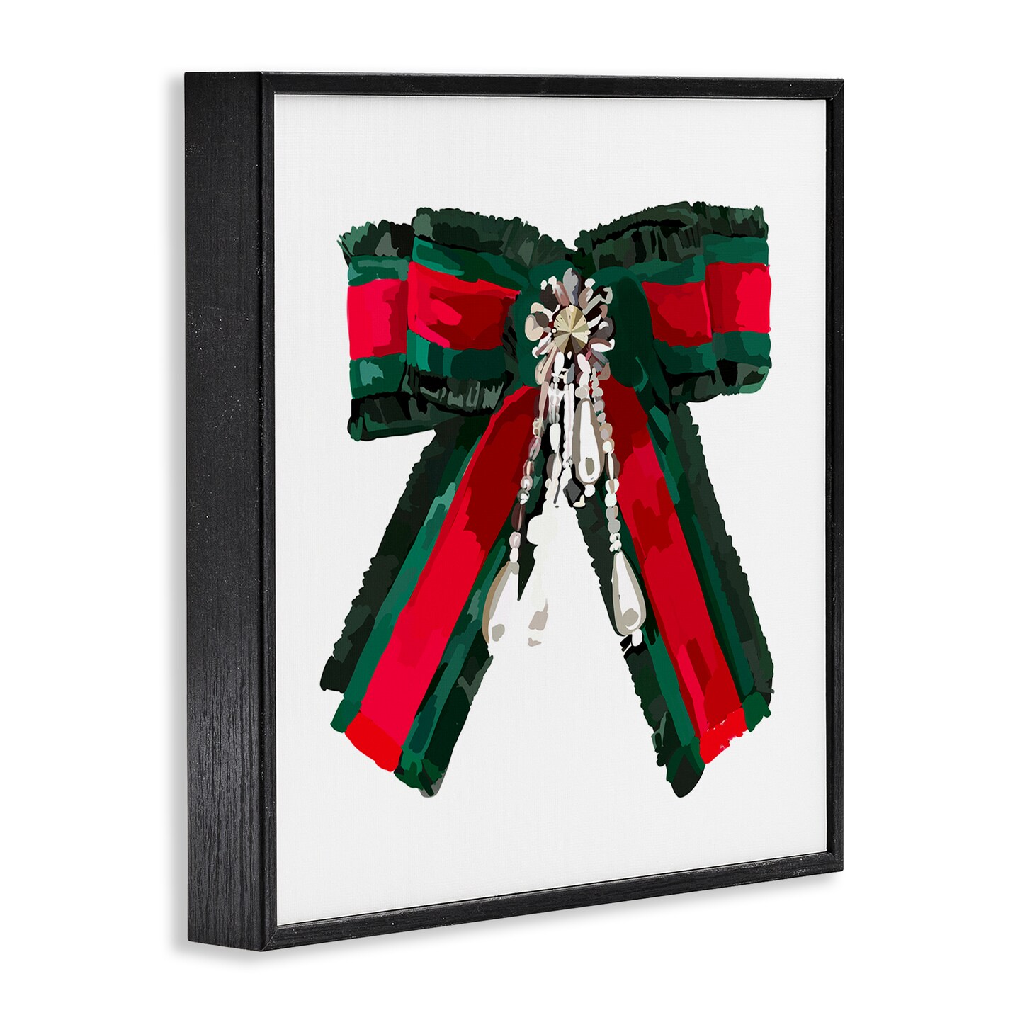 Stupell Industries Green &#x26; Red Bow Framed Giclee Wall Art Design by Amelia Noyes