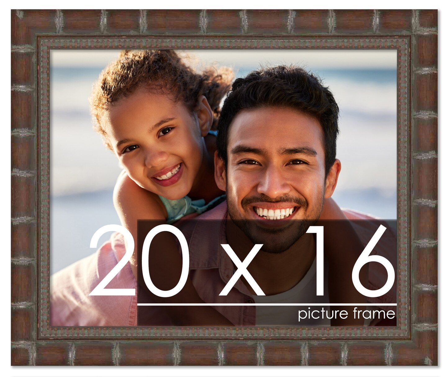 20x16 Brown Modern Bamboo Picture Frame - UV Acrylic, Foam Board Backing, Hanging Hardware