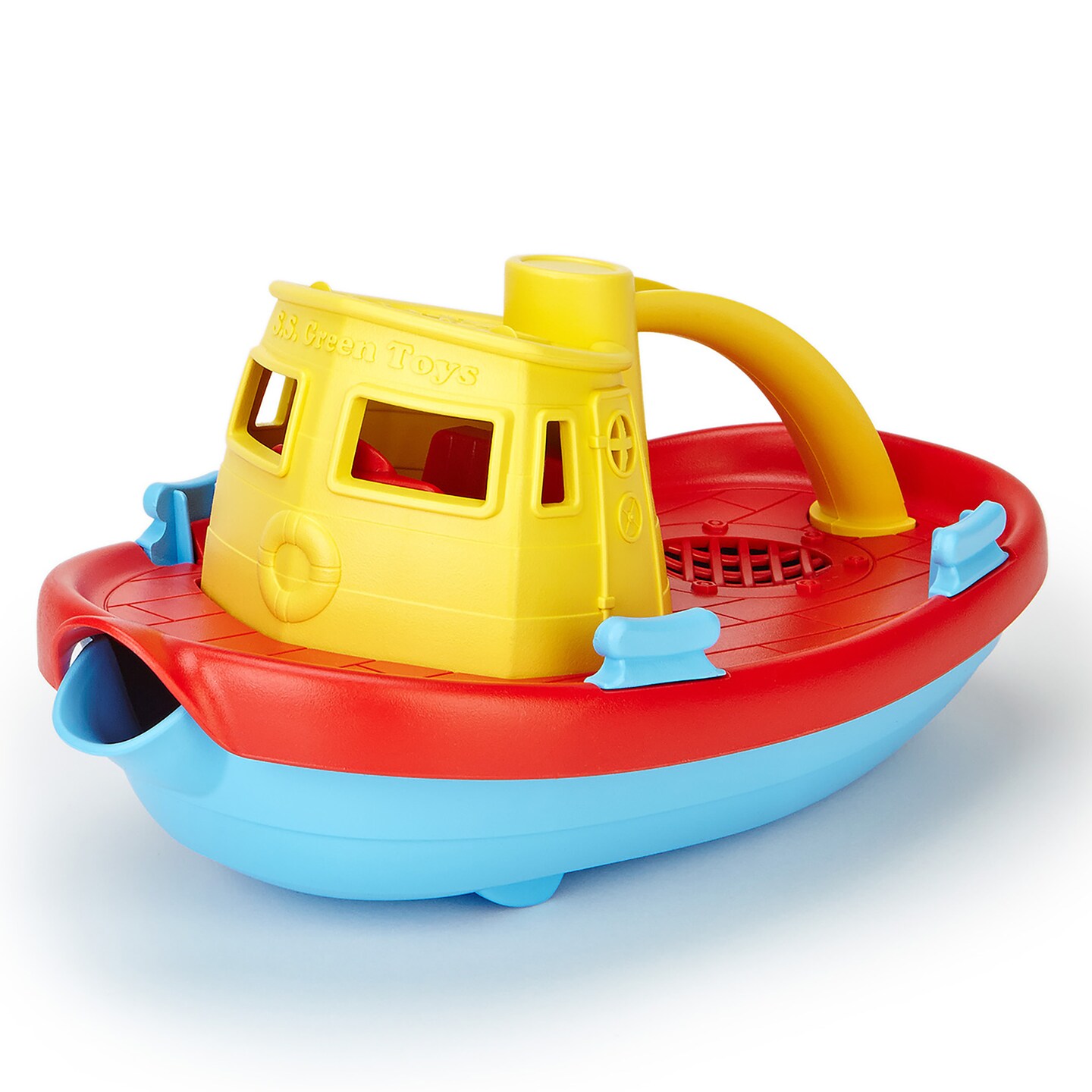 Green Toys: My First Tugboat - Yellow Top - Fun Floating Bathtime Play Toy, Fill &#x26; Pour Water, Recycled Plastic, Kids-Toddlers-Baby Ages 6 Months+