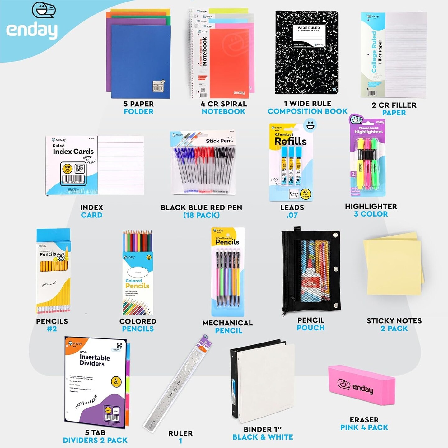 Back to School Supplies High School and College, Premium Quality School Supply Box, High School Supplies for Girls and Boys, 105 Pieces - by