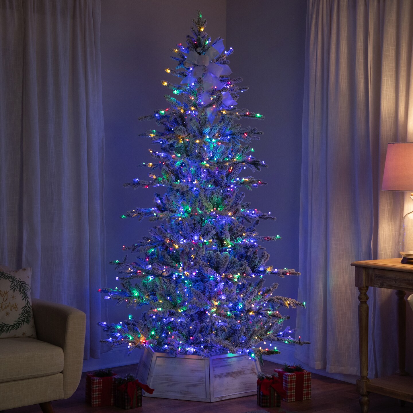 Northlight Real Touch&#x2122; Elite Pre-Lit Flocked Calgary Pine IPT Artificial Christmas Tree - 6&#x27; Dual Color LED