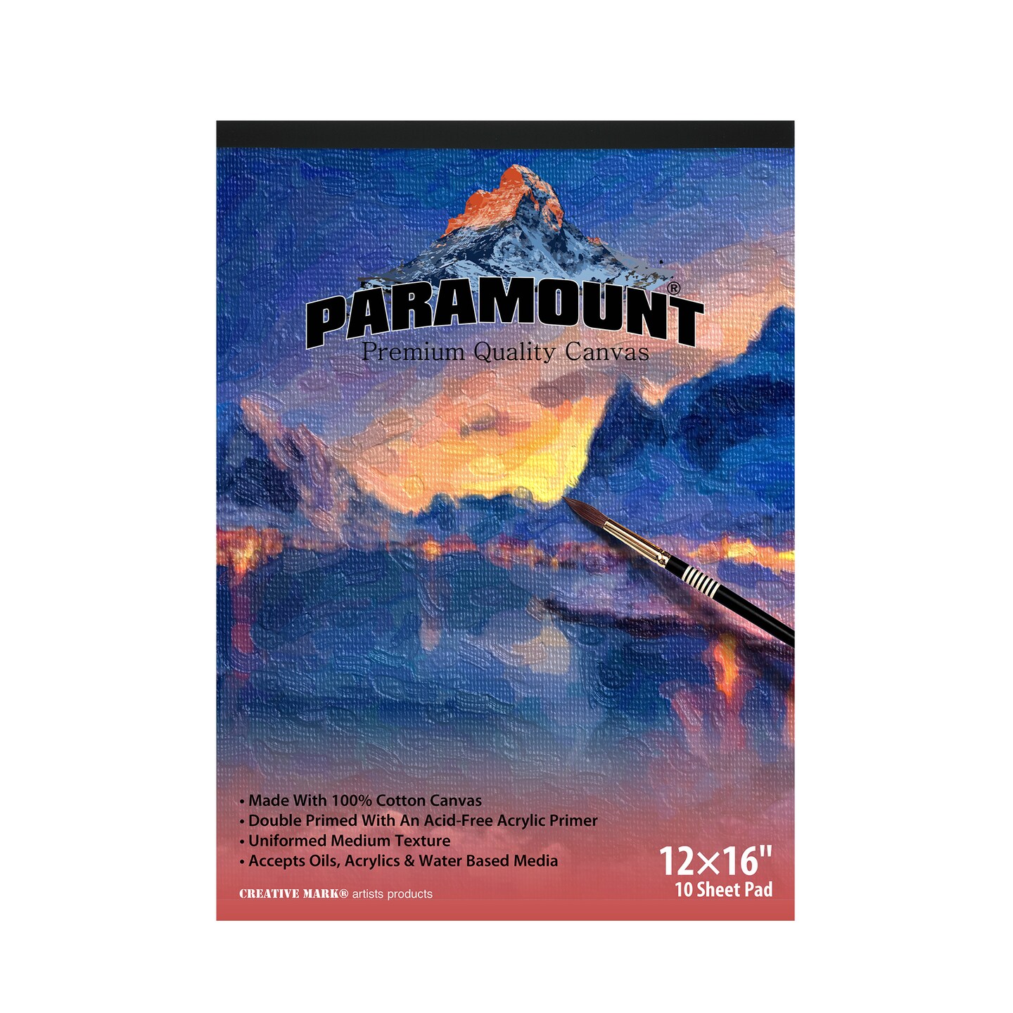 Paramount Universal Primed Premium Cotton White Canvas Pads - White - Multi10 Sheets - Universal Double Primed Cotton Canvas Pads for Students, Drawing, Painting, Travel, &#x26; More