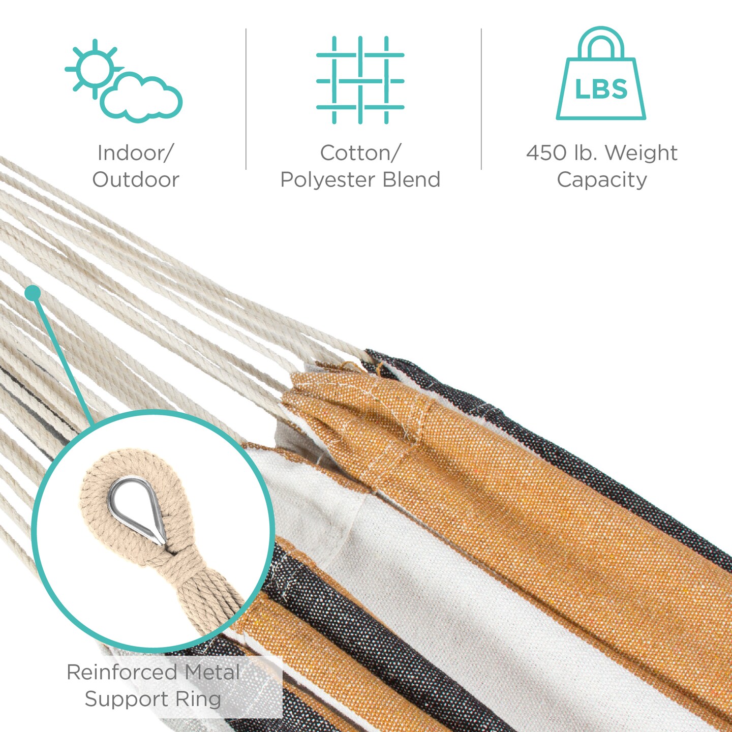 Best Choice Products 2-Person Brazilian-Style Cotton Double Hammock with Stand Set w/ Carrying Bag