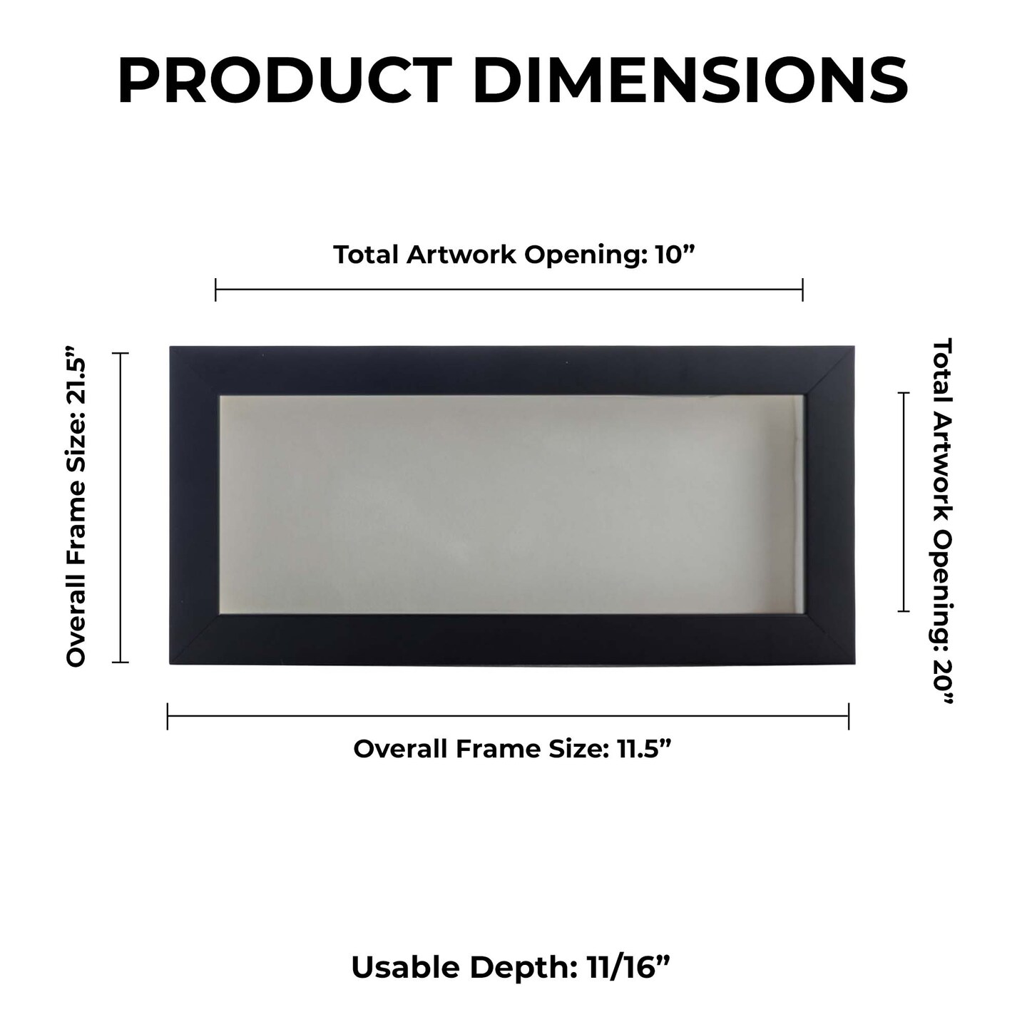 Classic Black Wood Shadown Box Frame with Acrylic Front - White Suede Backing, 30 Sizes