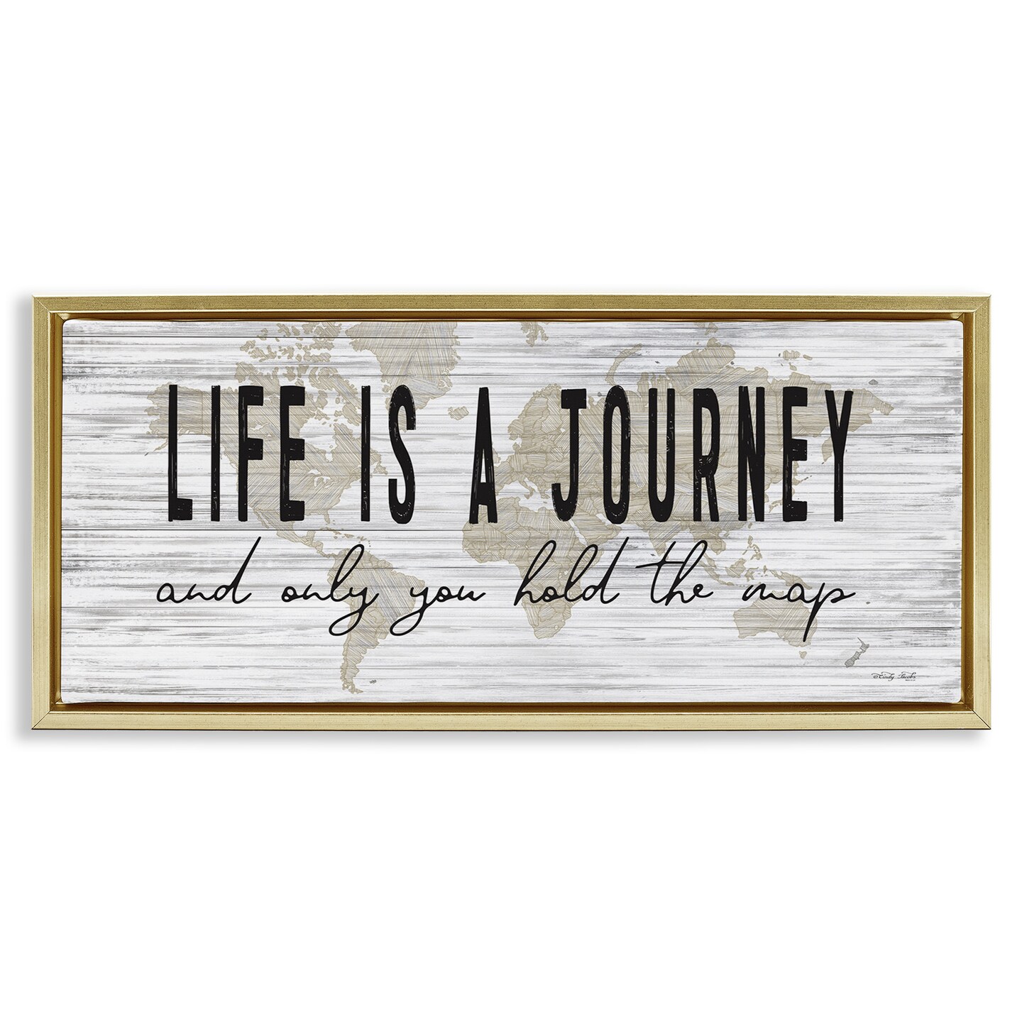 Stupell Industries Life Is a Journey Rustic World Map Framed Floater Canvas Wall Art