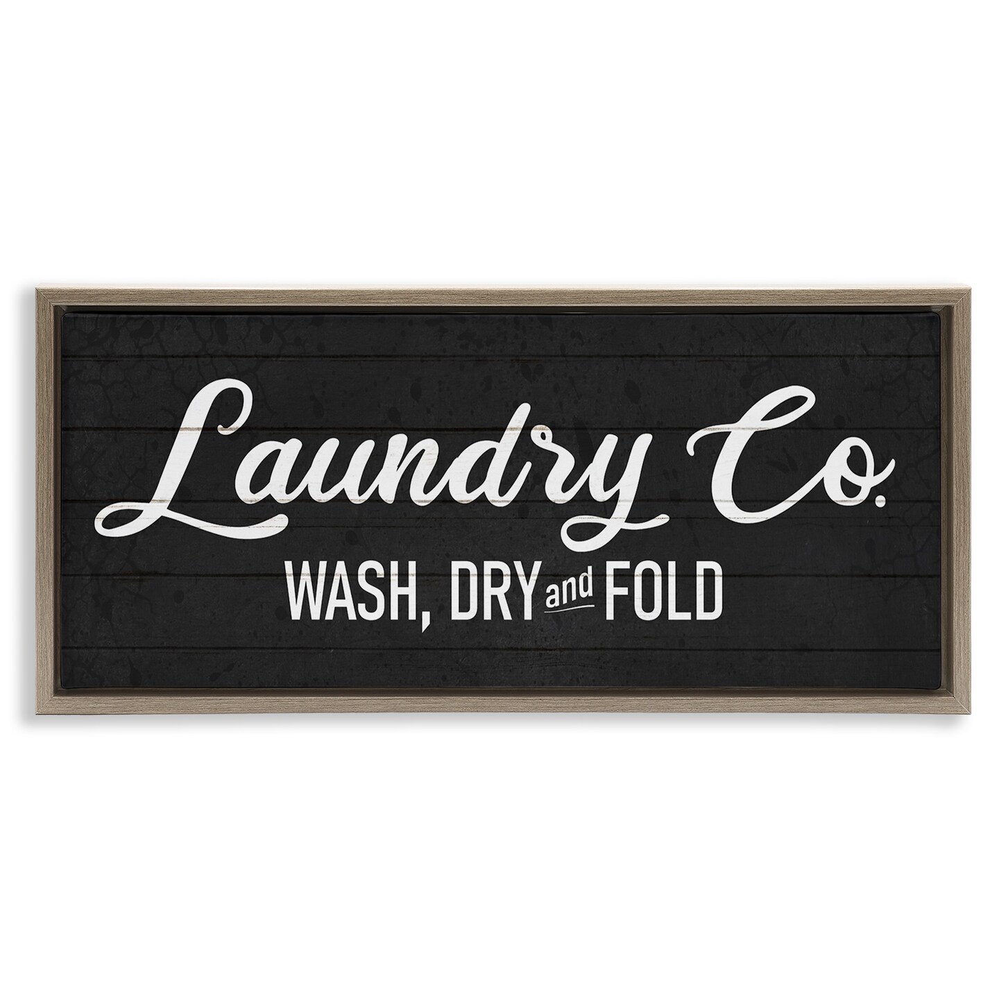 Stupell Industries Rustic Laundry Co Sign Framed Floater Canvas Wall Art