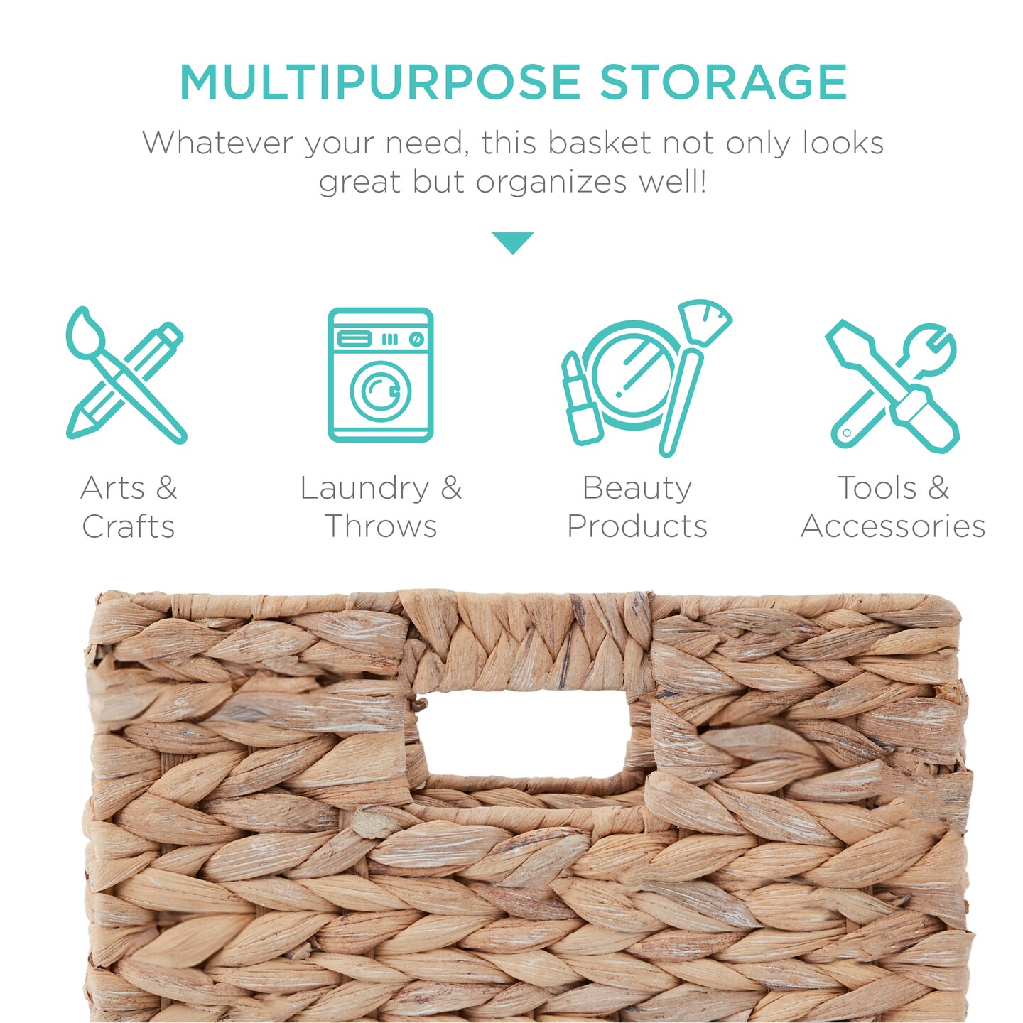 Best Choice Products 10.5x10.5in Hyacinth Storage Baskets, Set of 5 Multipurpose Collapsible Organizers