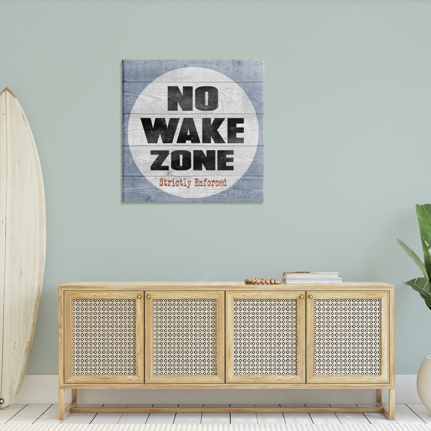 Stupell Industries No Wake Zone Beach Planks Canvas Wall Art