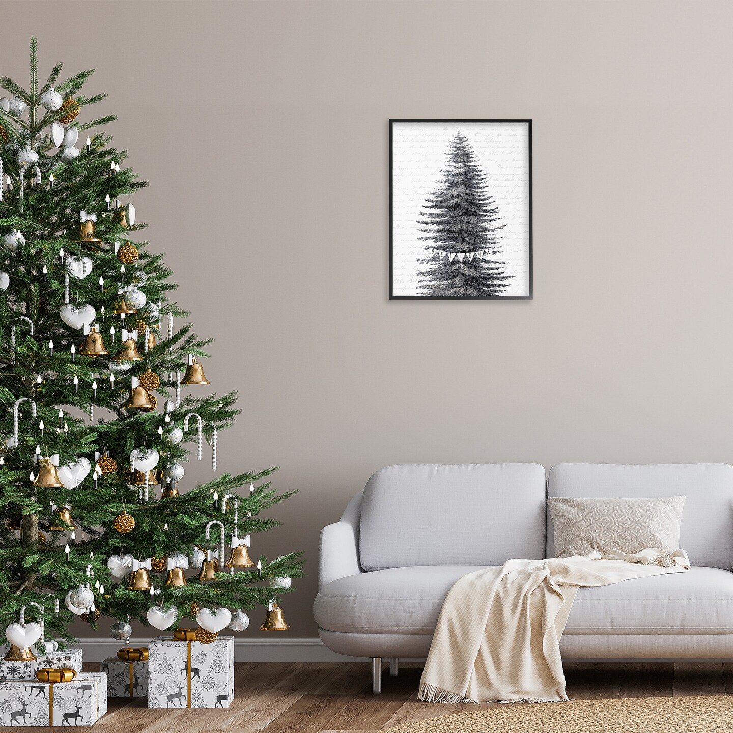 Stupell Industries Snow Dusted Christmas Tree Framed Giclee Art