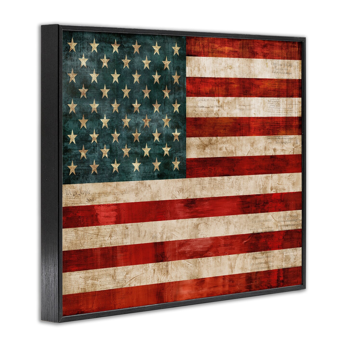 Stupell Industries US American Flag Rustic Pattern Framed Giclee Art