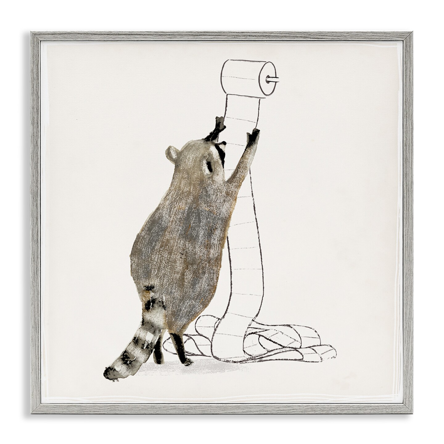 Stupell Industries Raccoon Toilet Paper Hoarder Framed Giclee Art