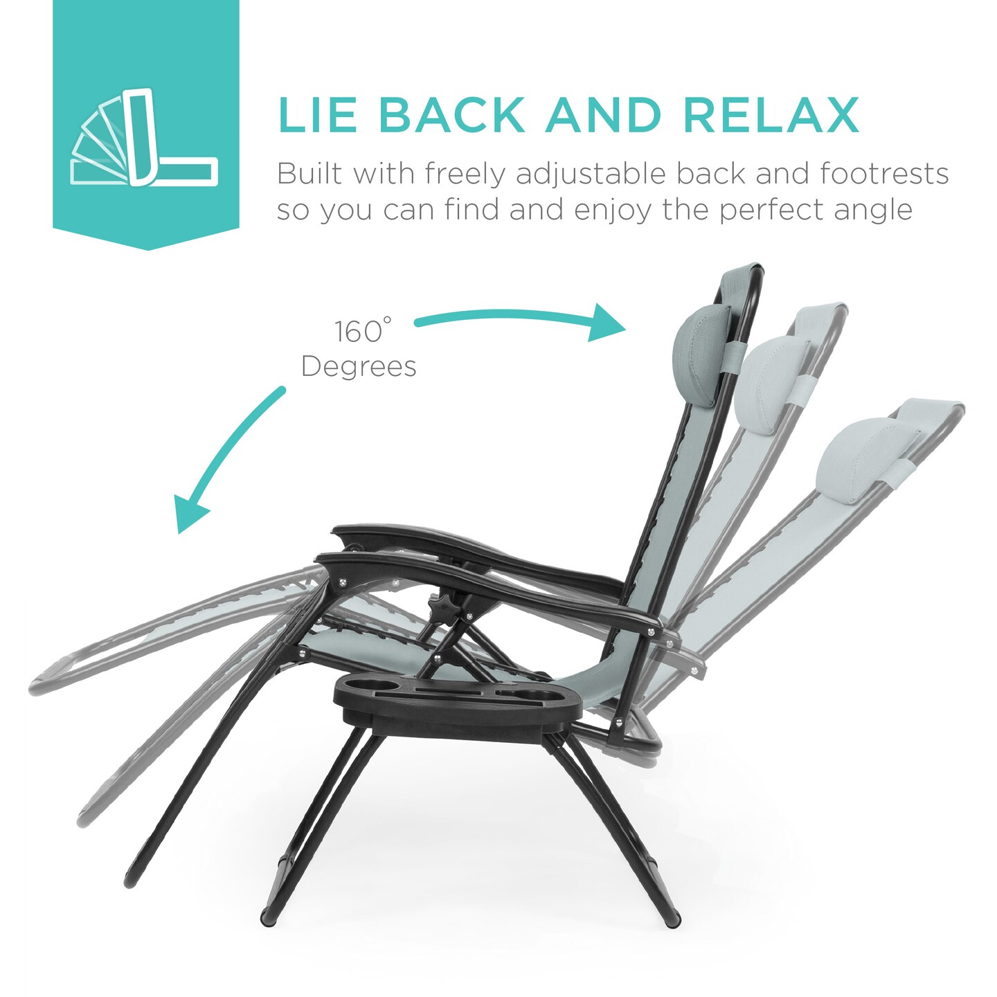 Best Choice Products Set of 2 Zero Gravity Lounge Chair Recliners for Patio, Pool w/ Cup Holder Tray