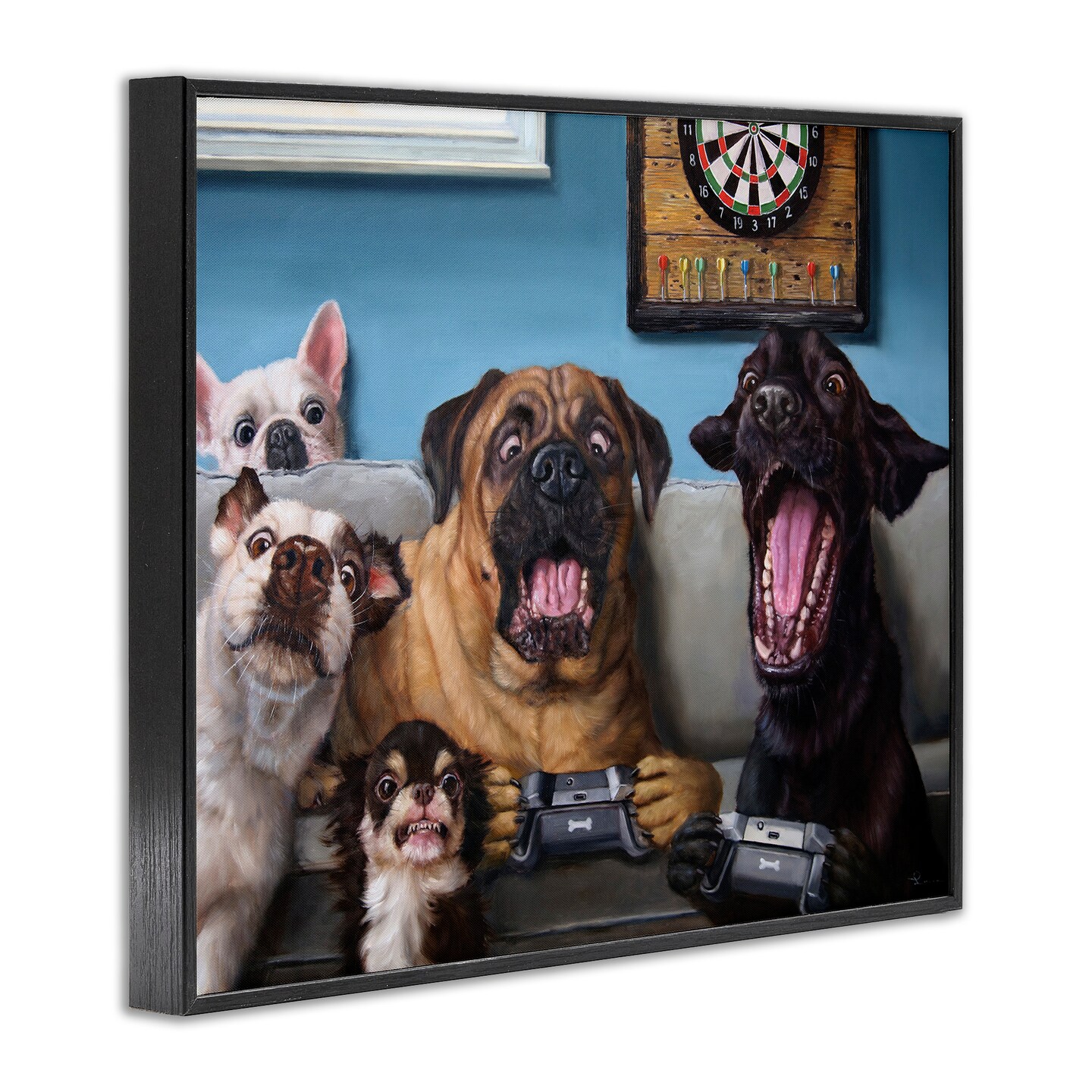 Stupell Industries Funny Dogs Playing Video Games Framed Giclee Art