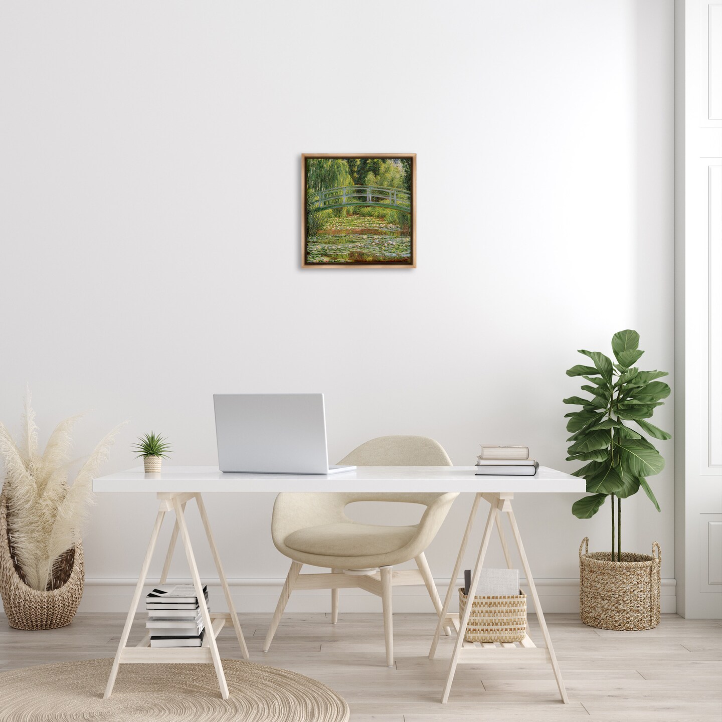 Stupell Industries Water Lily Pond Monet Classic Painting Framed Floater Canvas Wall Art