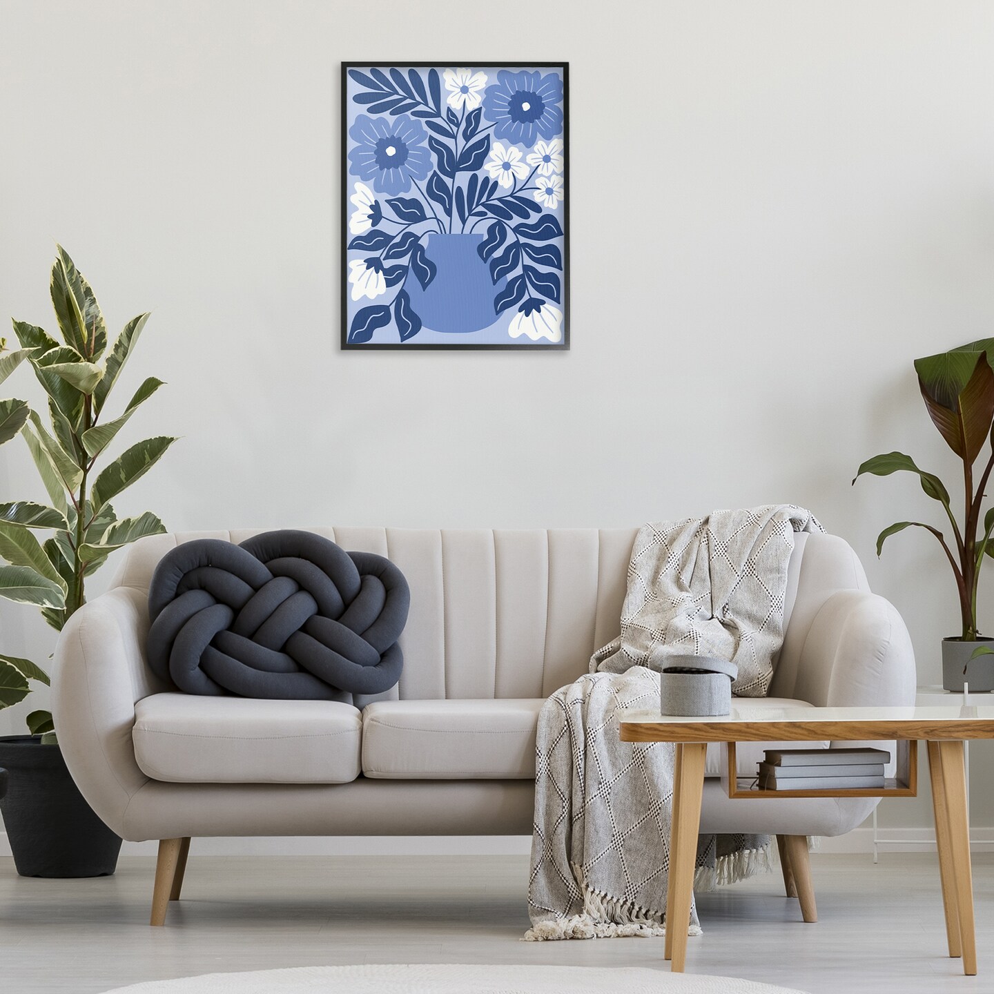 Stupell Industries Funky Blue Florals Framed Giclee Wall Art Design by Taylor Shannon Designs