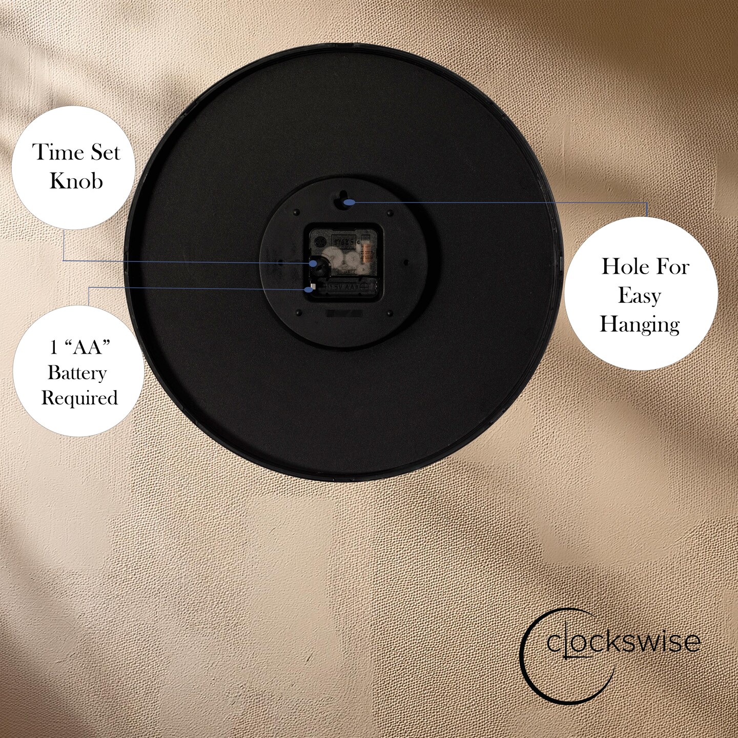 Clockswise Black Analog Clock &#x2013; Silent, Non-Ticking for Wall, Office Desk, Table and Shelf, Battery-Operated Perfect for Home Office, Farmhouse Kitchen Decor, Bathroom, School and Bedroom Decor