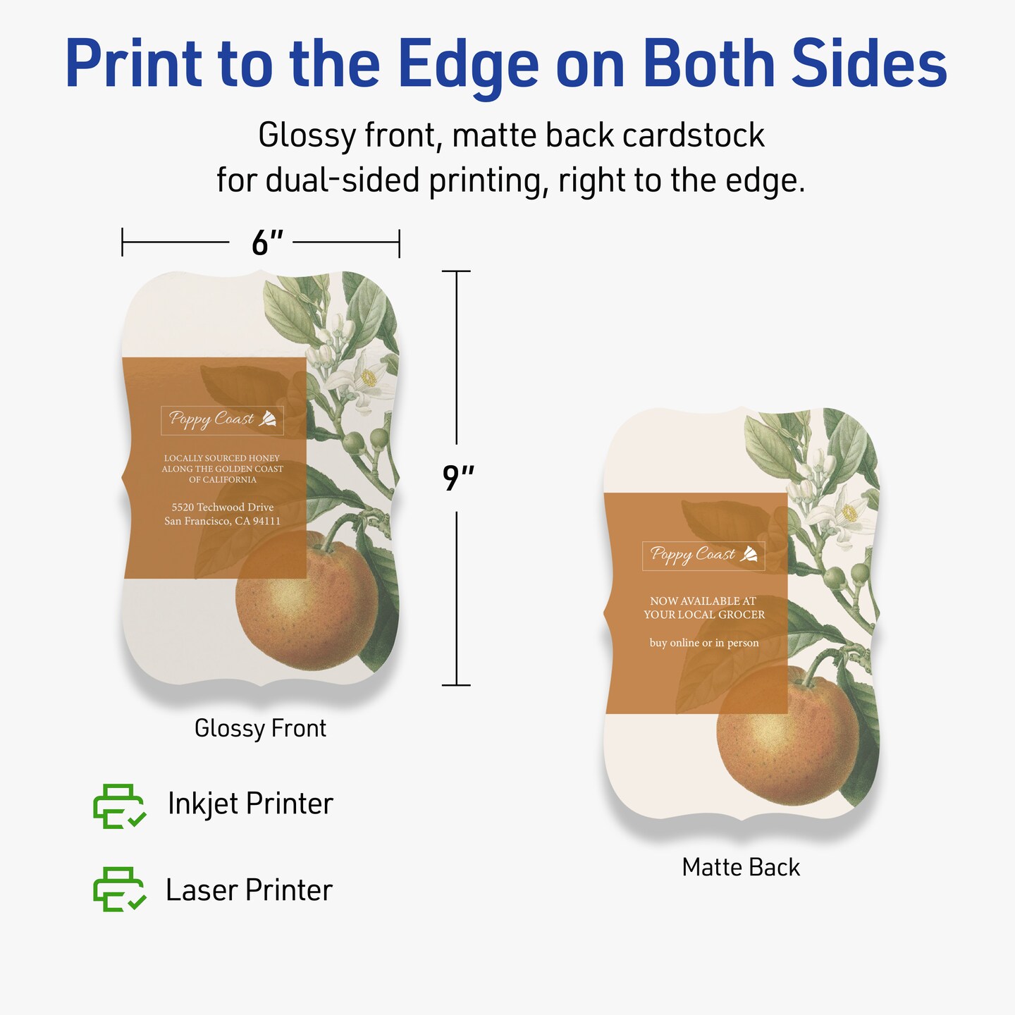 Avery Glossy White Postcards, 6&#x22; x 9&#x22; Rectangle Flourished Edge