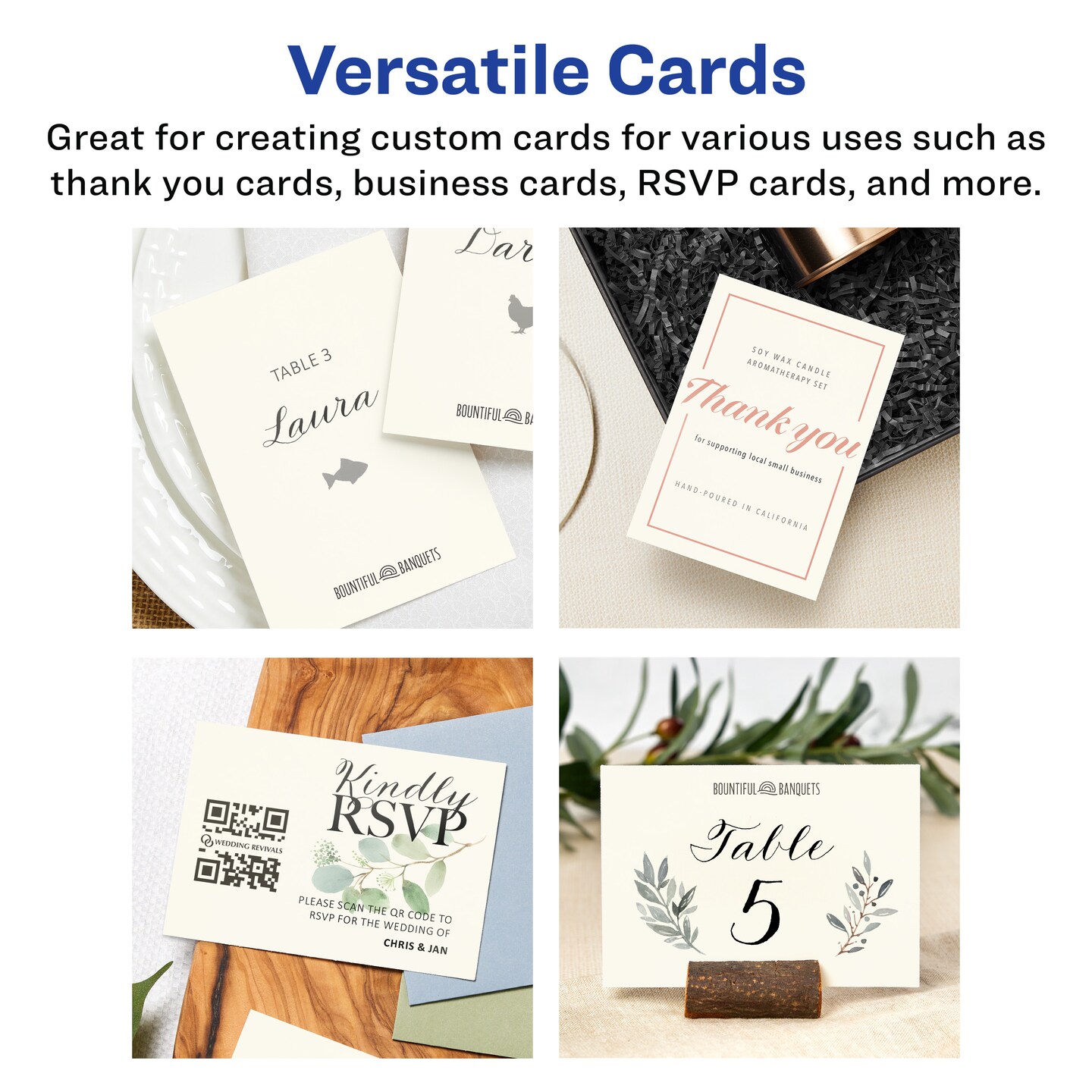 Avery 3-1/2&#x22; x 5&#x22; Rectangle, Matte Ivory Postcards