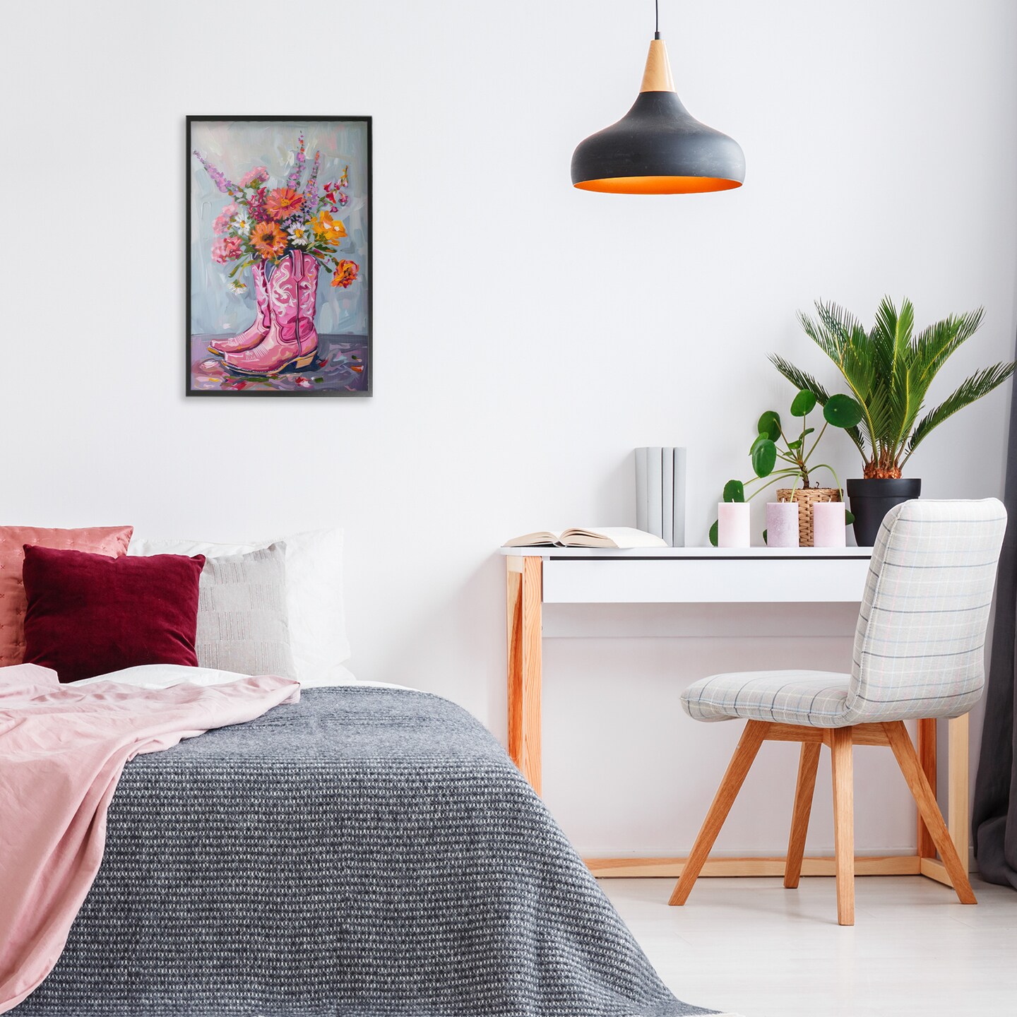 Stupell Industries Floral Cowboy Boots Framed Giclee Wall Art Design by Petal Prints Design