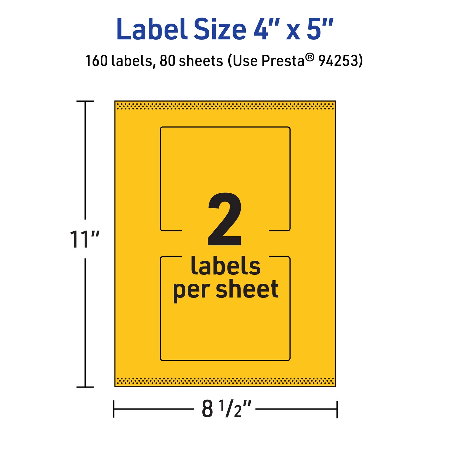 Avery Bright Yellow Paper Labels, 4&#x22; x 5&#x22; Rectangle