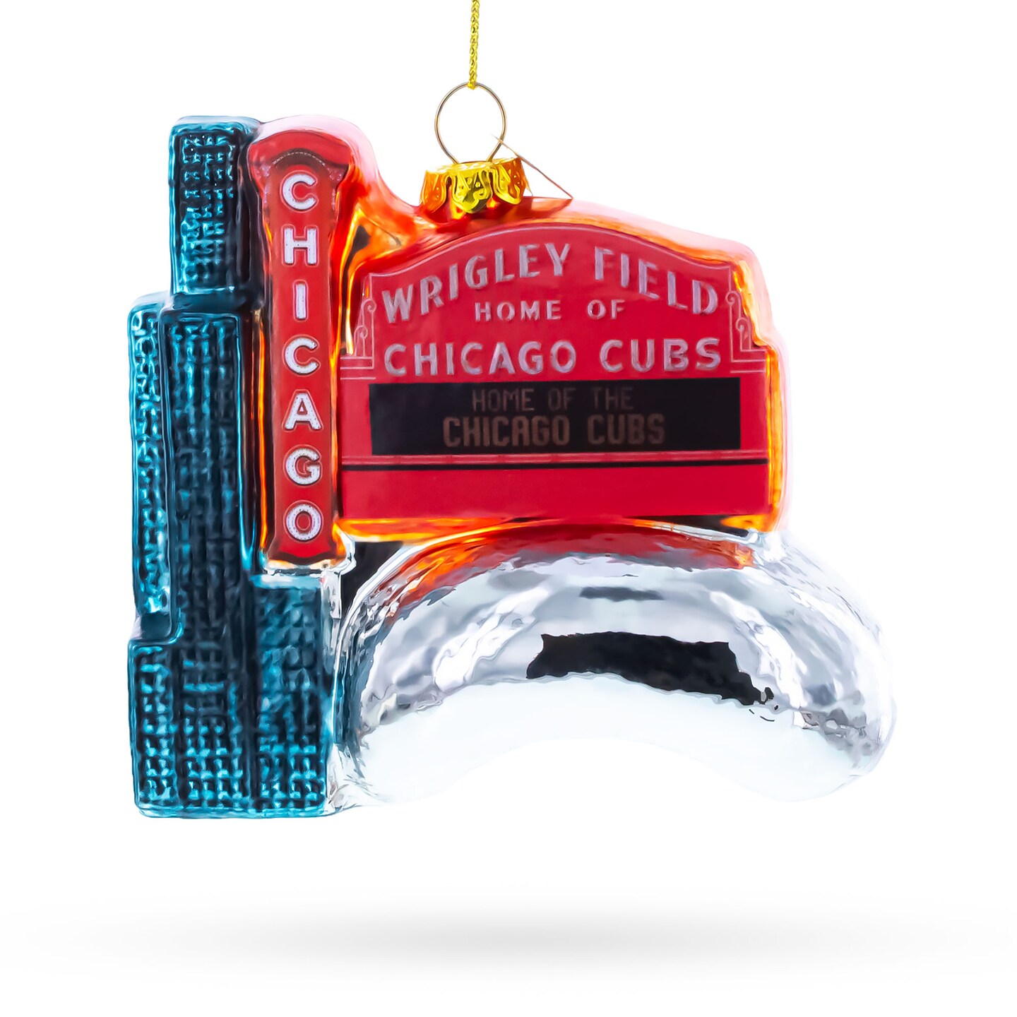 Captivating Chicago Attractions Glass Christmas Ornament