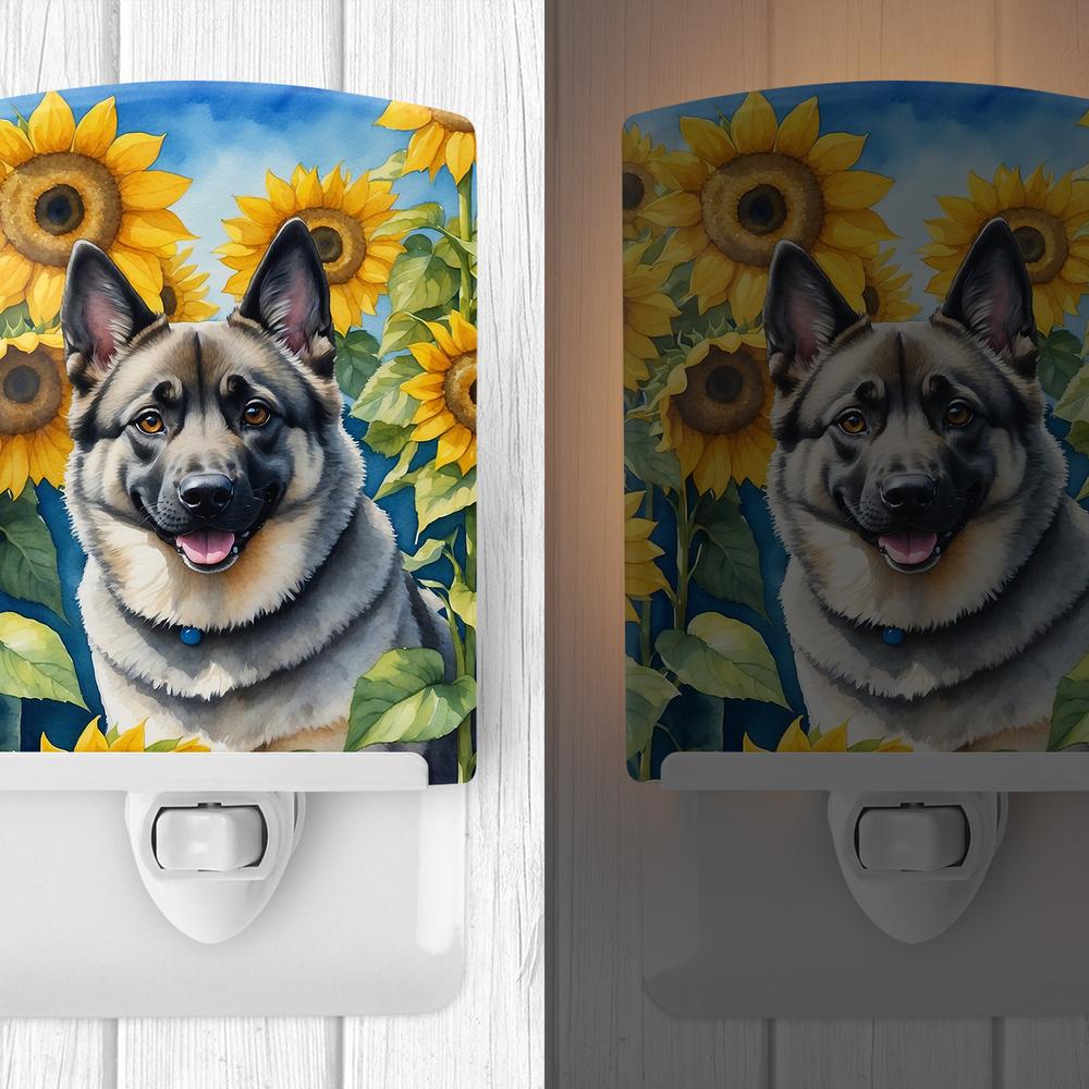 Edge Collections - 6" x 4" - Multicolor - Sunflowers Ceramic Night Light for Nursery Hallway - 1 Piece