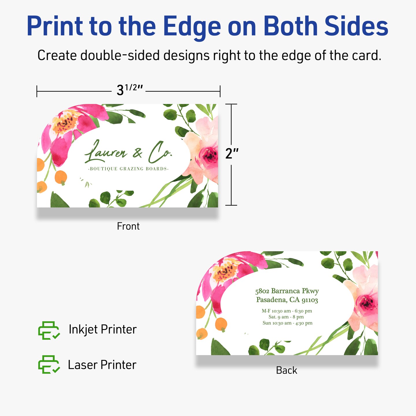 Avery Printable Single Rounded Corner Rectangle Business Cards, Sure Feed Technology, 2" x 3-1/2", Matte White Cardstock, Print-to-The-Edge, Laser/Inkjet Printable, 80 Total