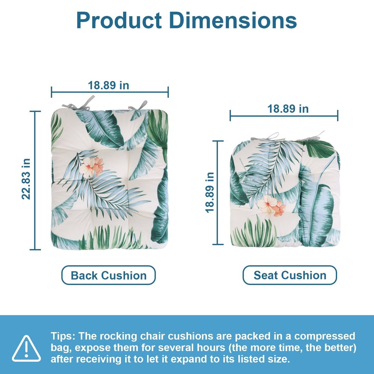 Edge Collections - 3.54" x 3.54" - Multicolor - Cushion Navy Blue Rocking Chair Cushion - 2 Piece