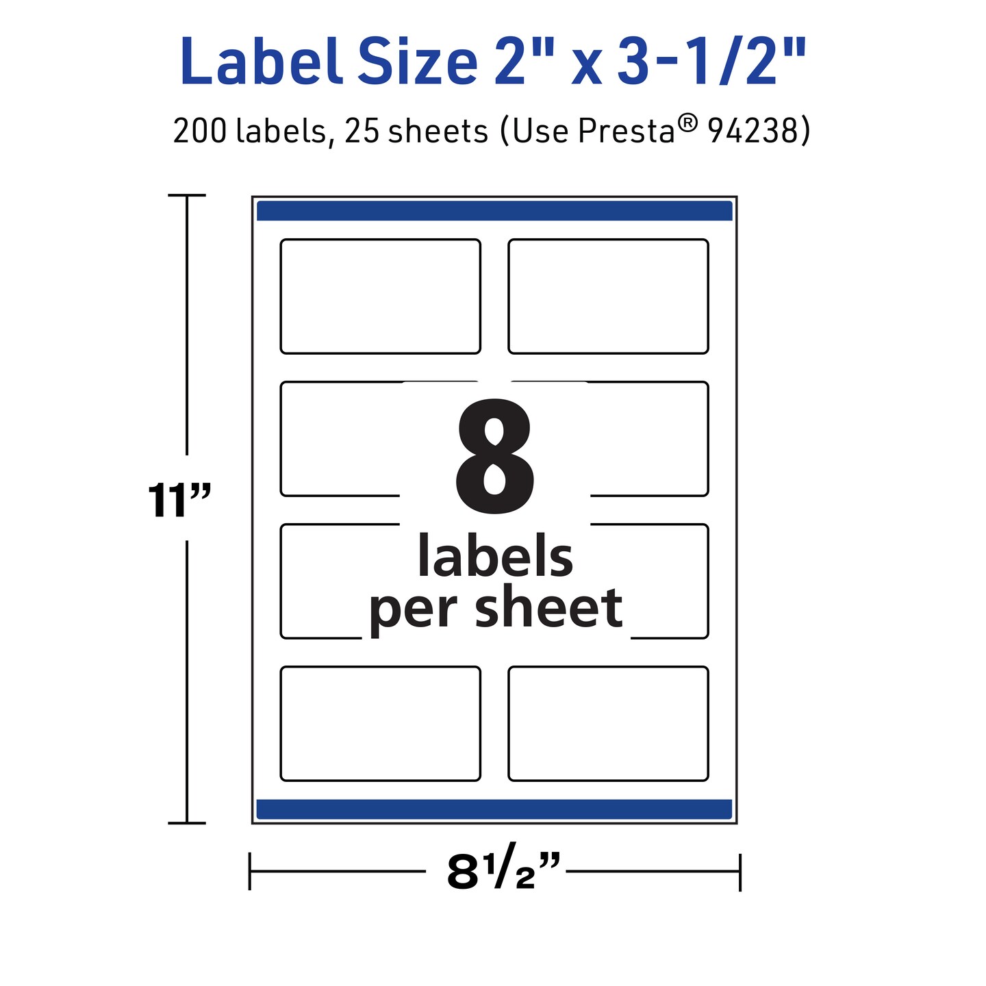 Avery TrueBlock Matte White Paper Labels, 2" x 3-1/2" Rectangle