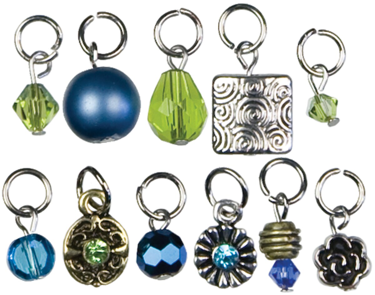 CousinDIY Jewelry Basics Metal Charms-Aqua Glass & Metal Bead Cluster 11/Pkg