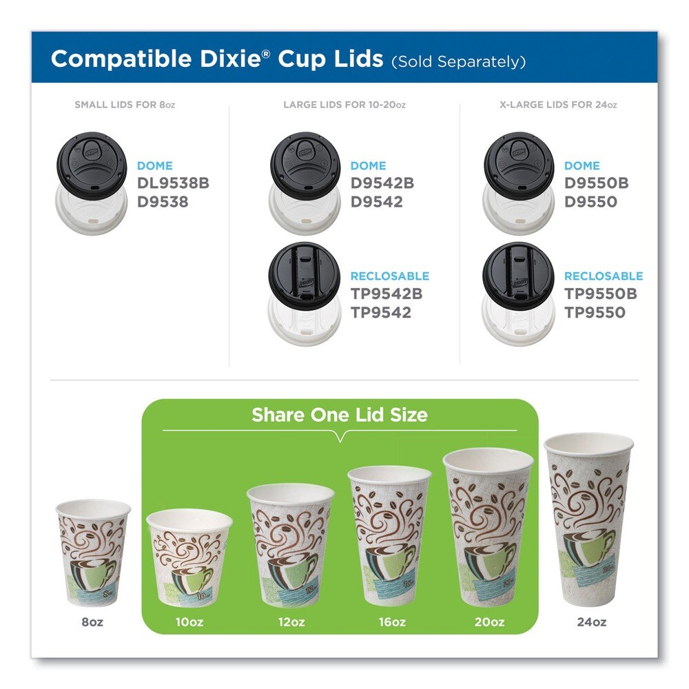 Dixie PerfecTouch 12 oz. Individually Wrapped Paper Hot Cups - Coffee Haze Design (1000/Carton)