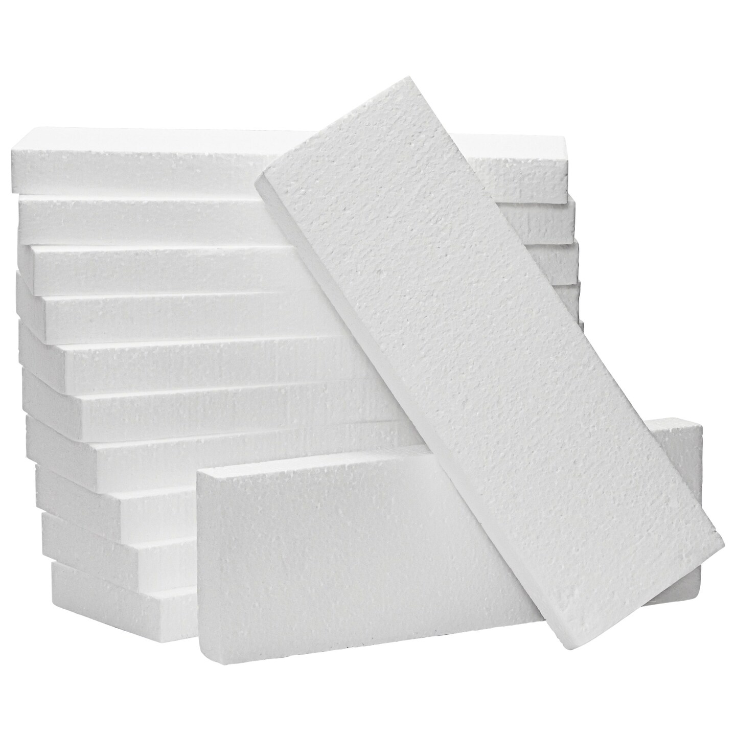 1-Inch Thick Foam Rectangle Blocks for Crafts, Diorama Supplies, Centerpieces, School Projects, Packaging, Polystyrene Boards for DIY Sculpture (12x4x1 in, 12-Pack)